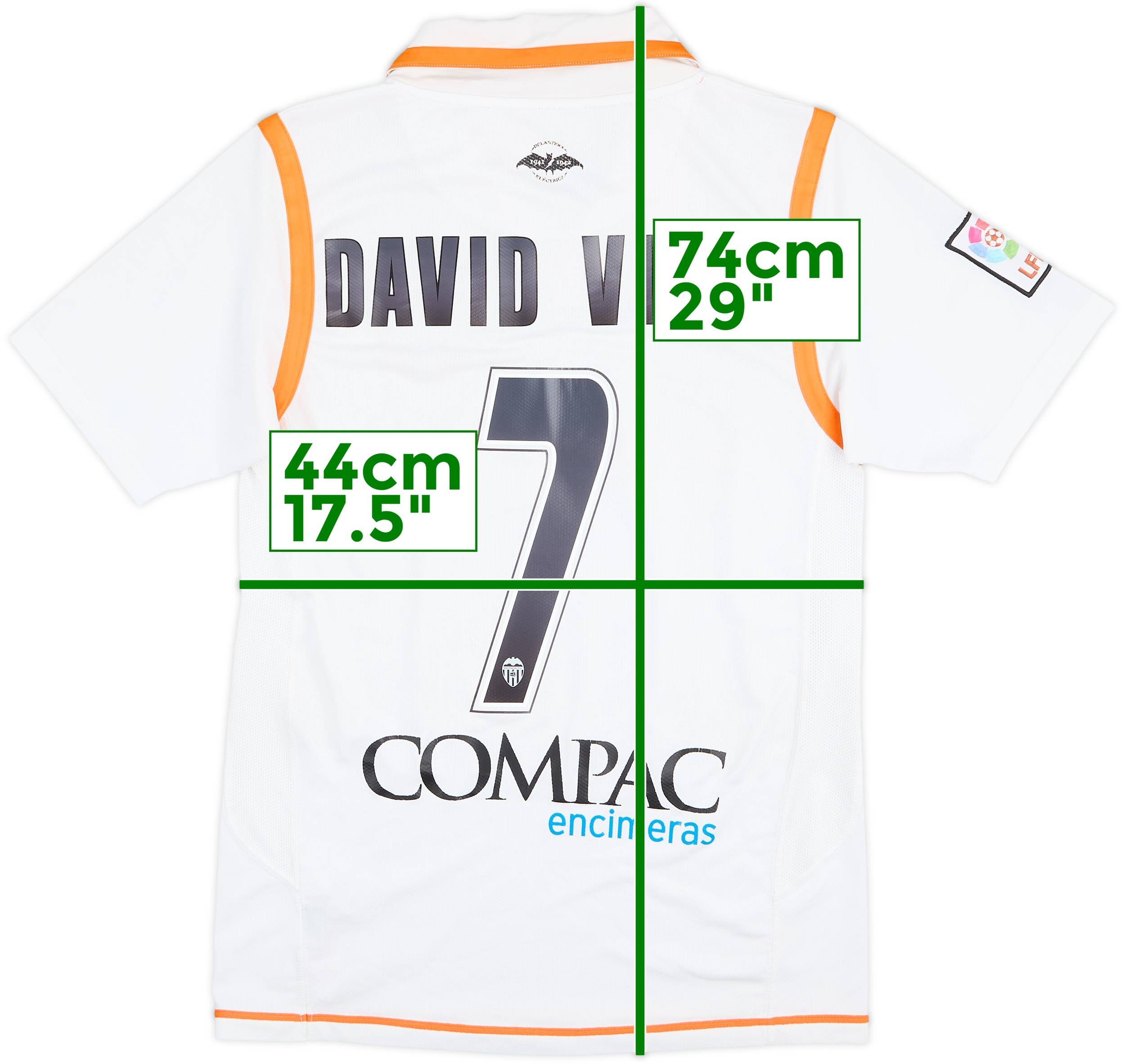 2007-08 Valencia Home Shirt David Villa #7 - 7/10 - (S)