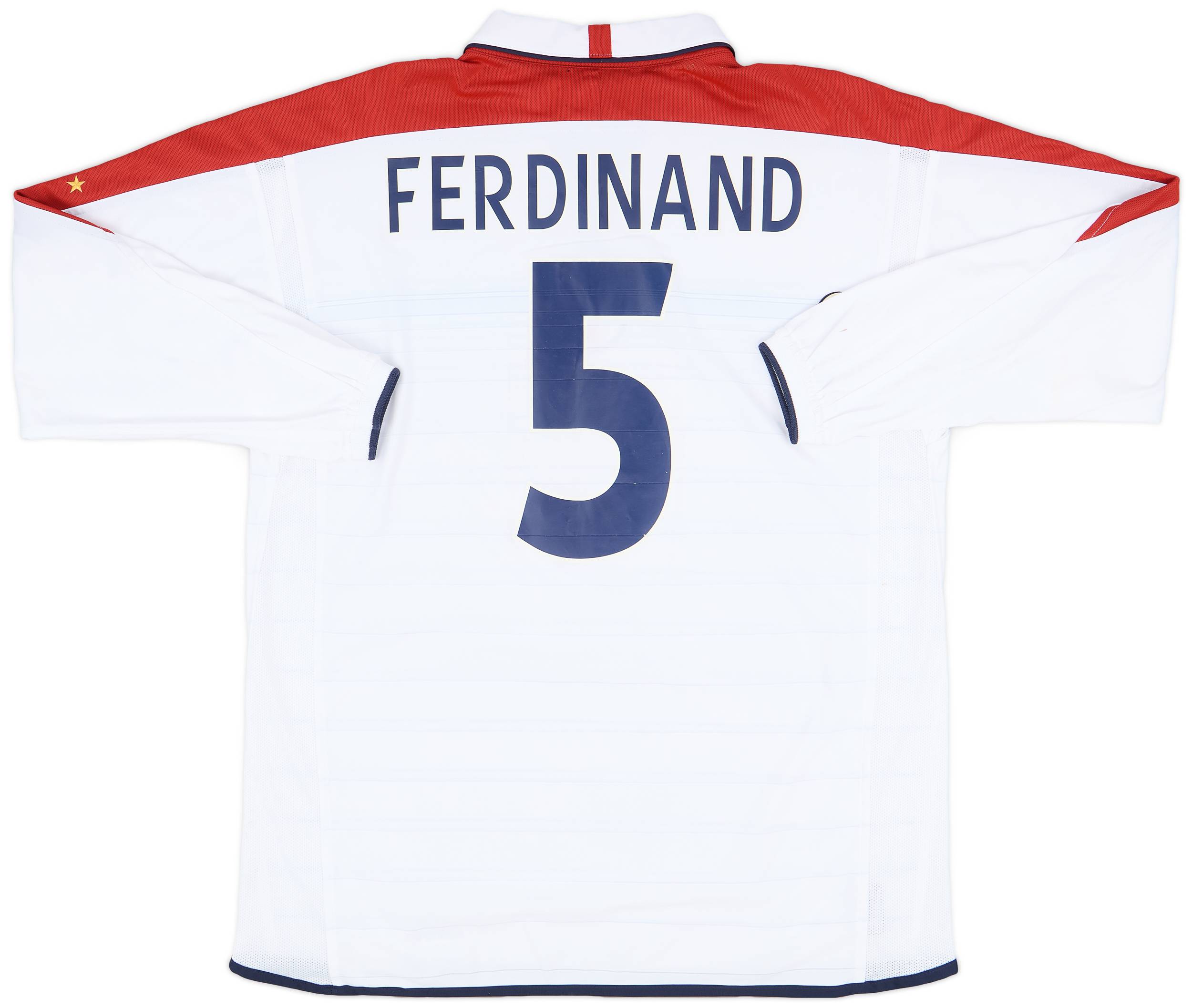 2003-05 England Home L/S Shirt Ferdinand #5 (XL)