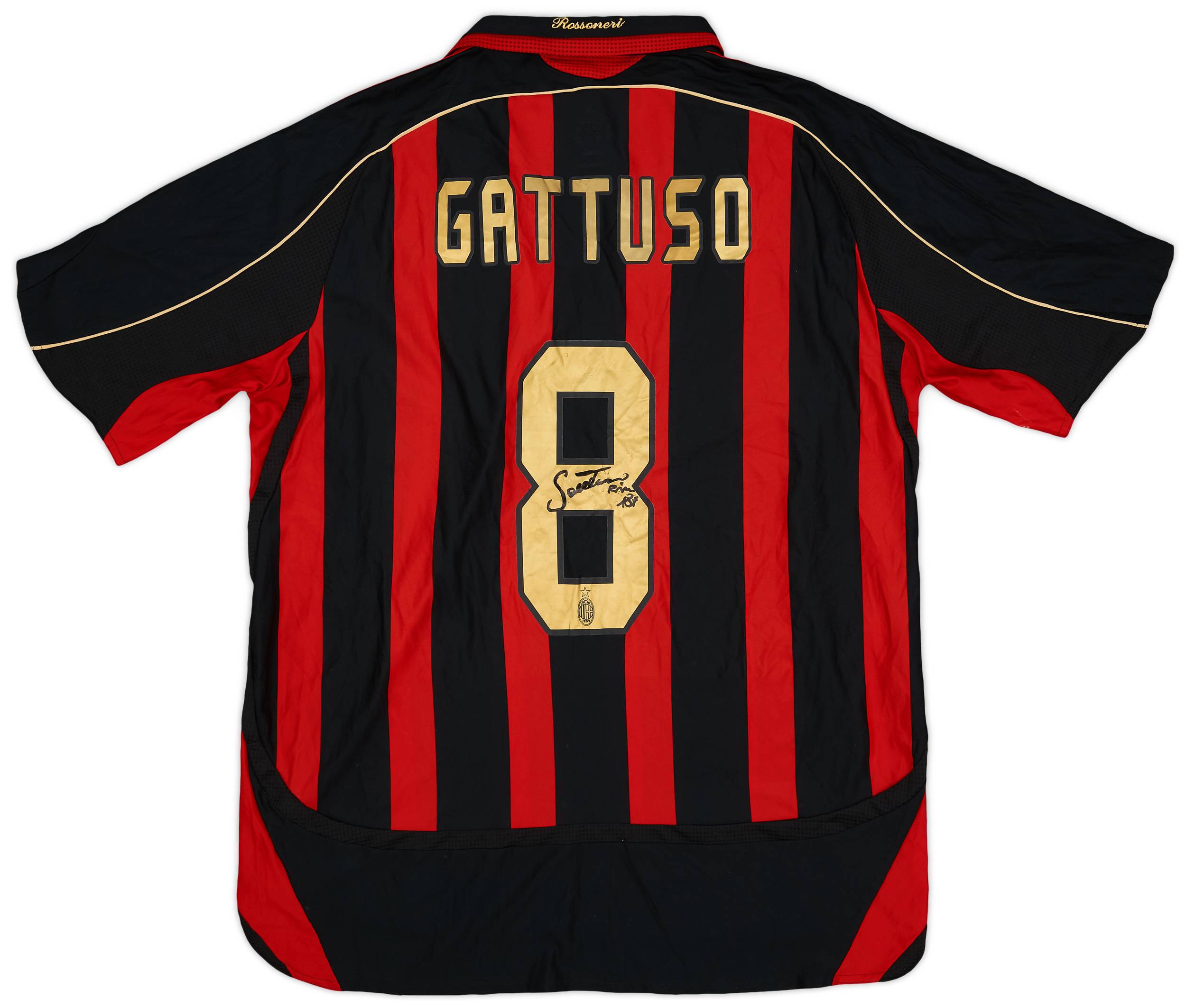 2006-07 AC Milan Signed Home Shirt Gattuso #8 - 4/10 - (XL)