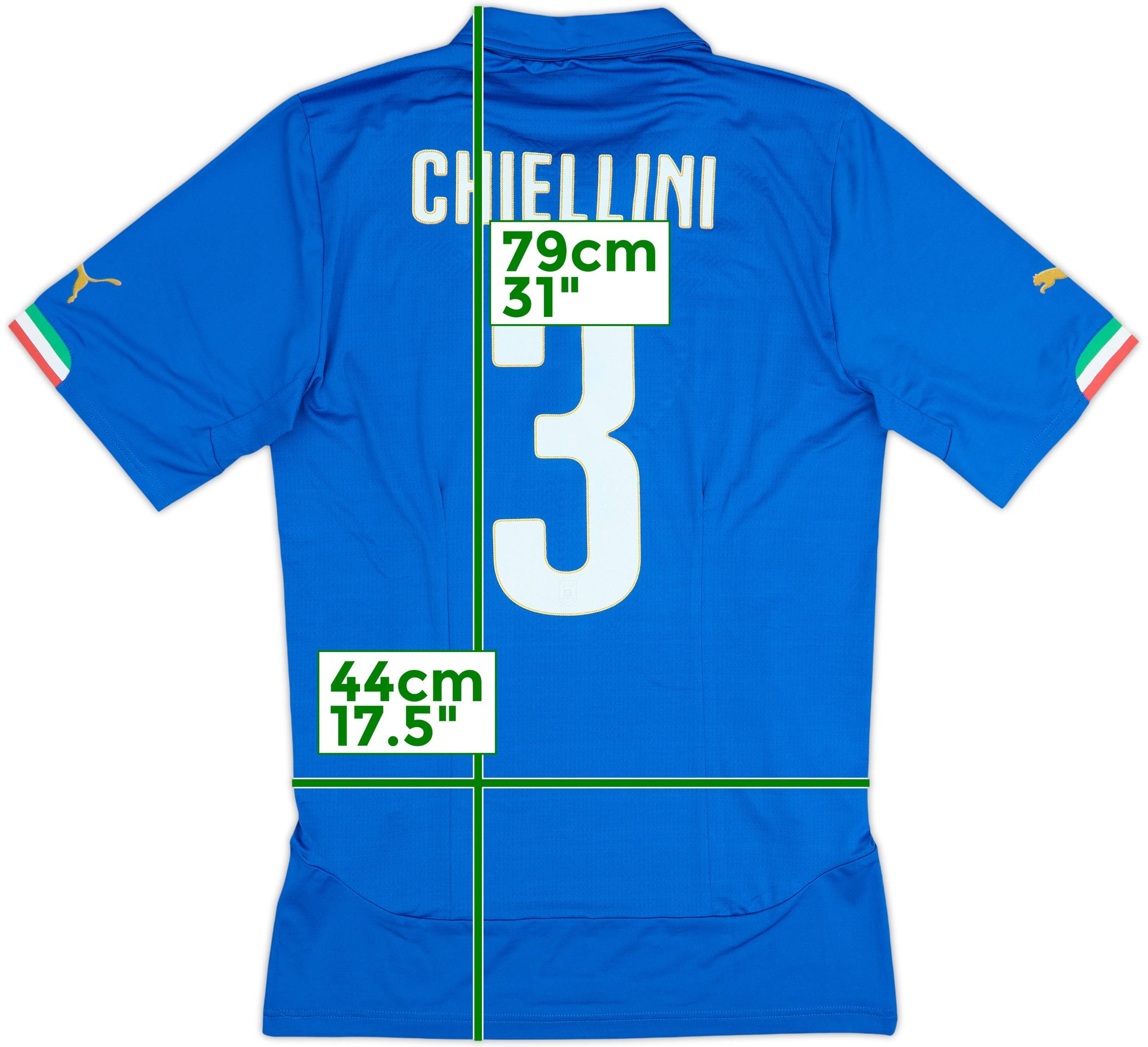 2014-15 Italy Player Issue (ACTV Fit) Home Shirt Chiellini #3 - 8
