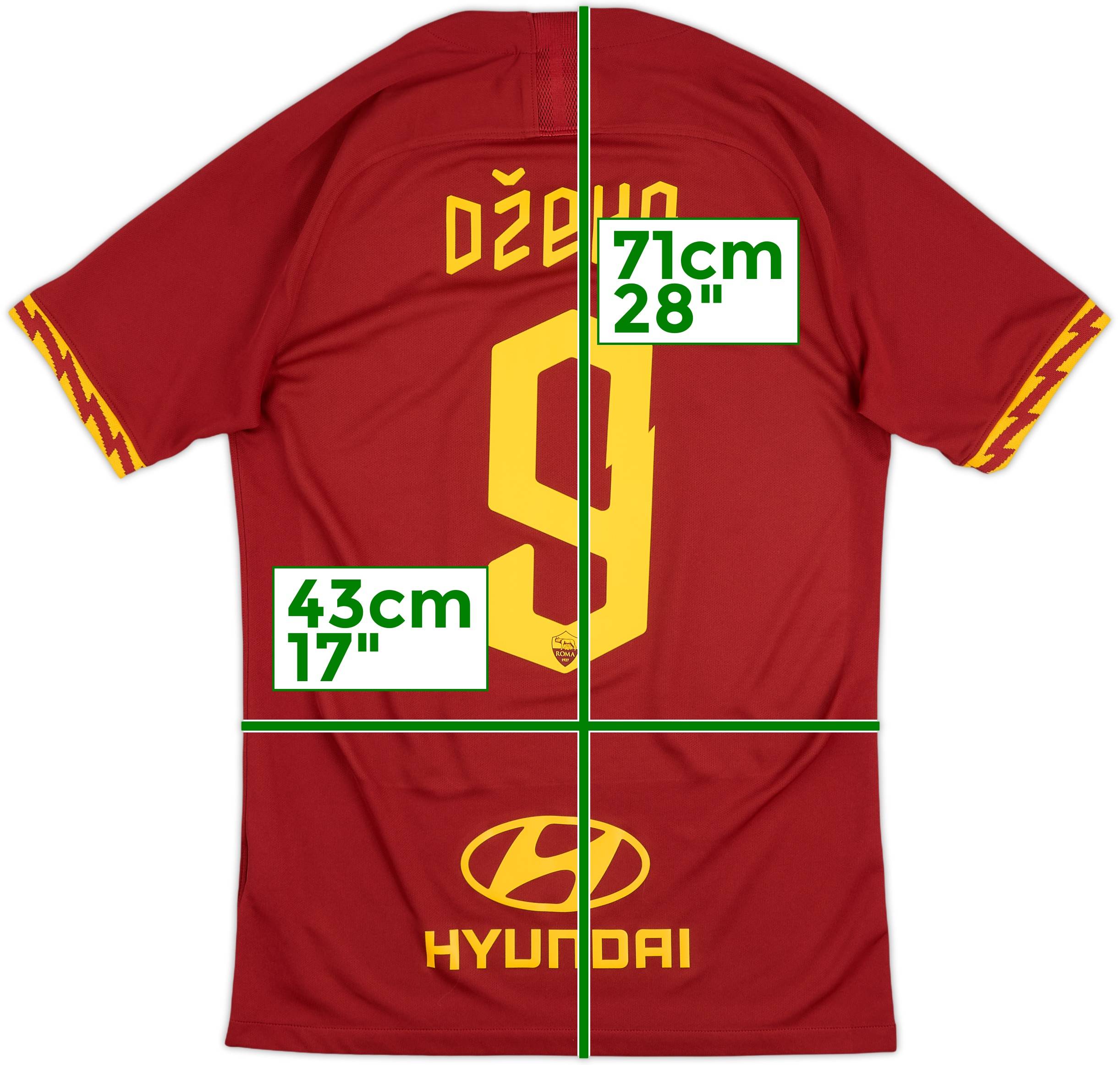 2019-20 Roma Home Shirt Dzeko #9 - 8/10 - (S)