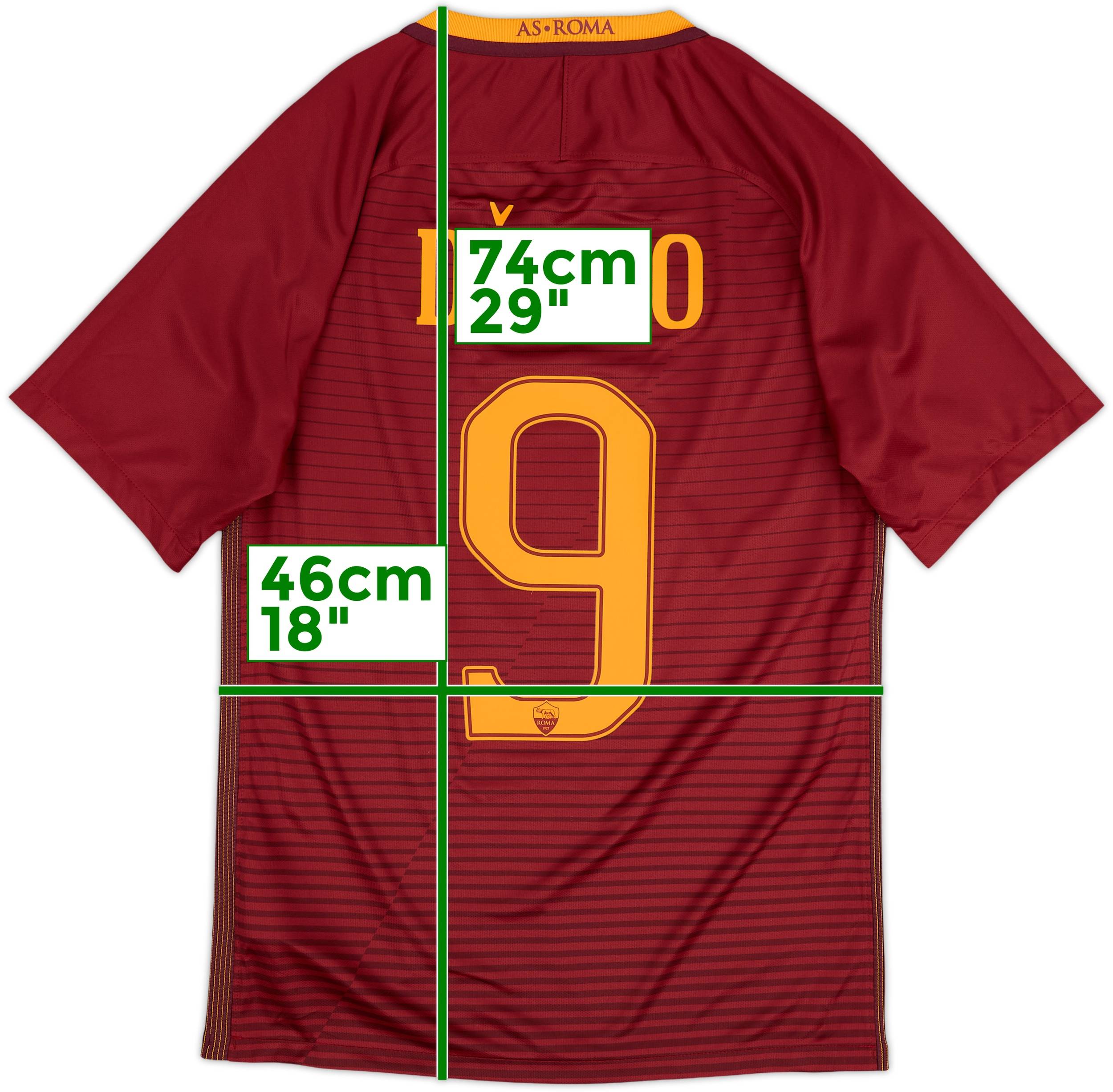 2016-17 Roma Home Shirt Dzeko #9 - 8/10 - (S)