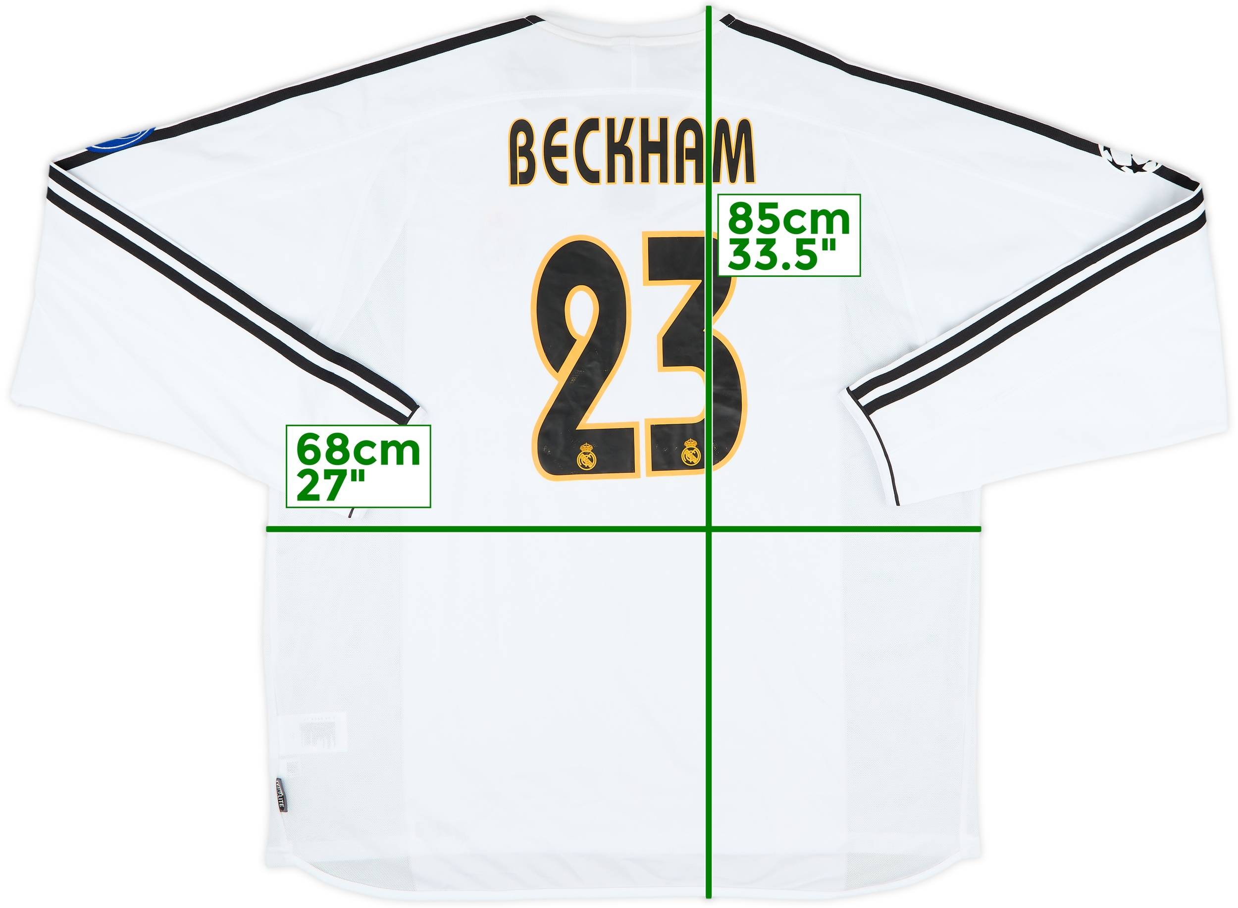 Real Madrid BECKHAM 23 長袖シャツ 2003-04 Real Madrid Home L/S Shirt Beckham #23 (XXL)