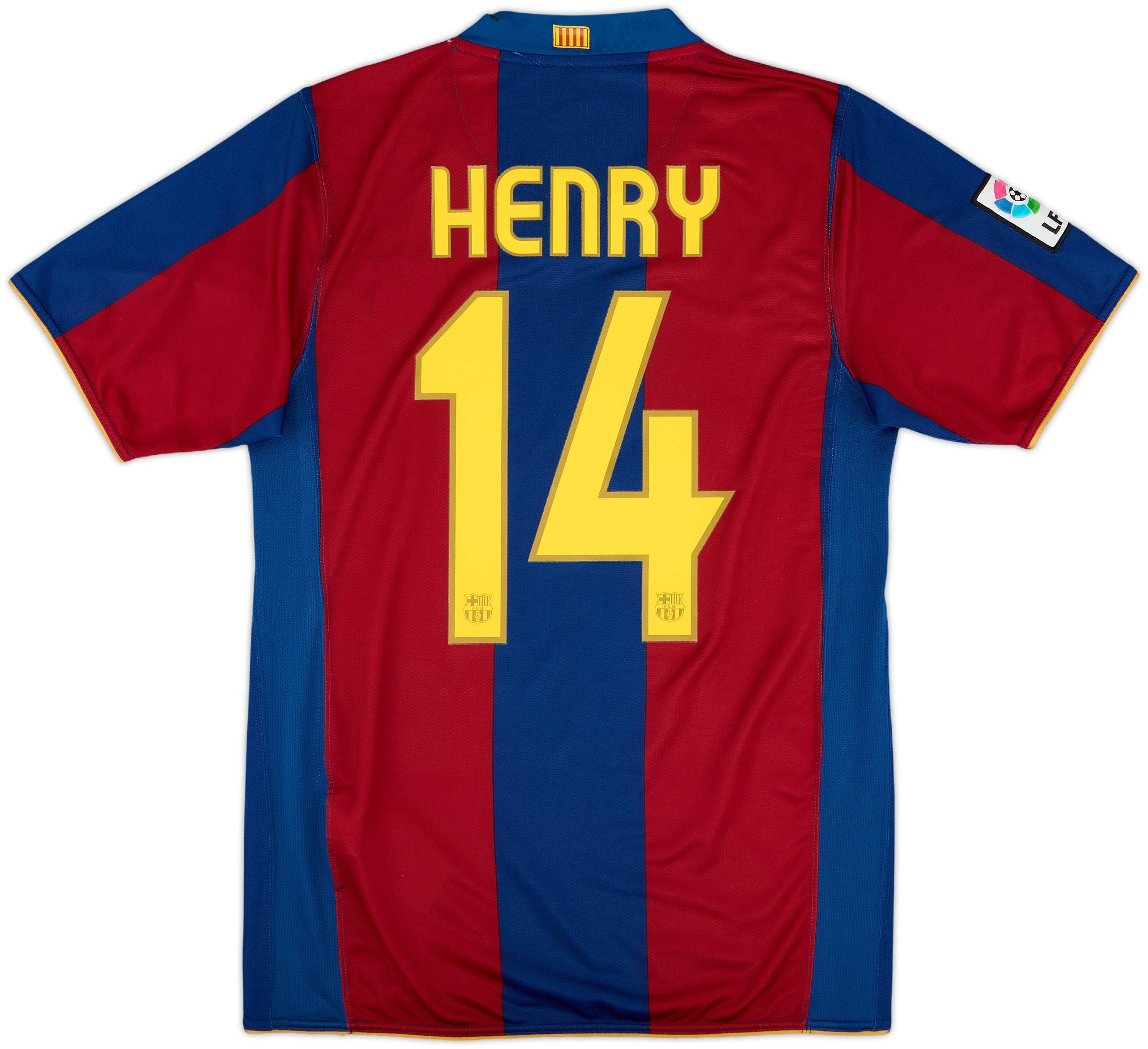 2007-08 Barcelona Home Shirt Henry #14 - 6/10 - (S)