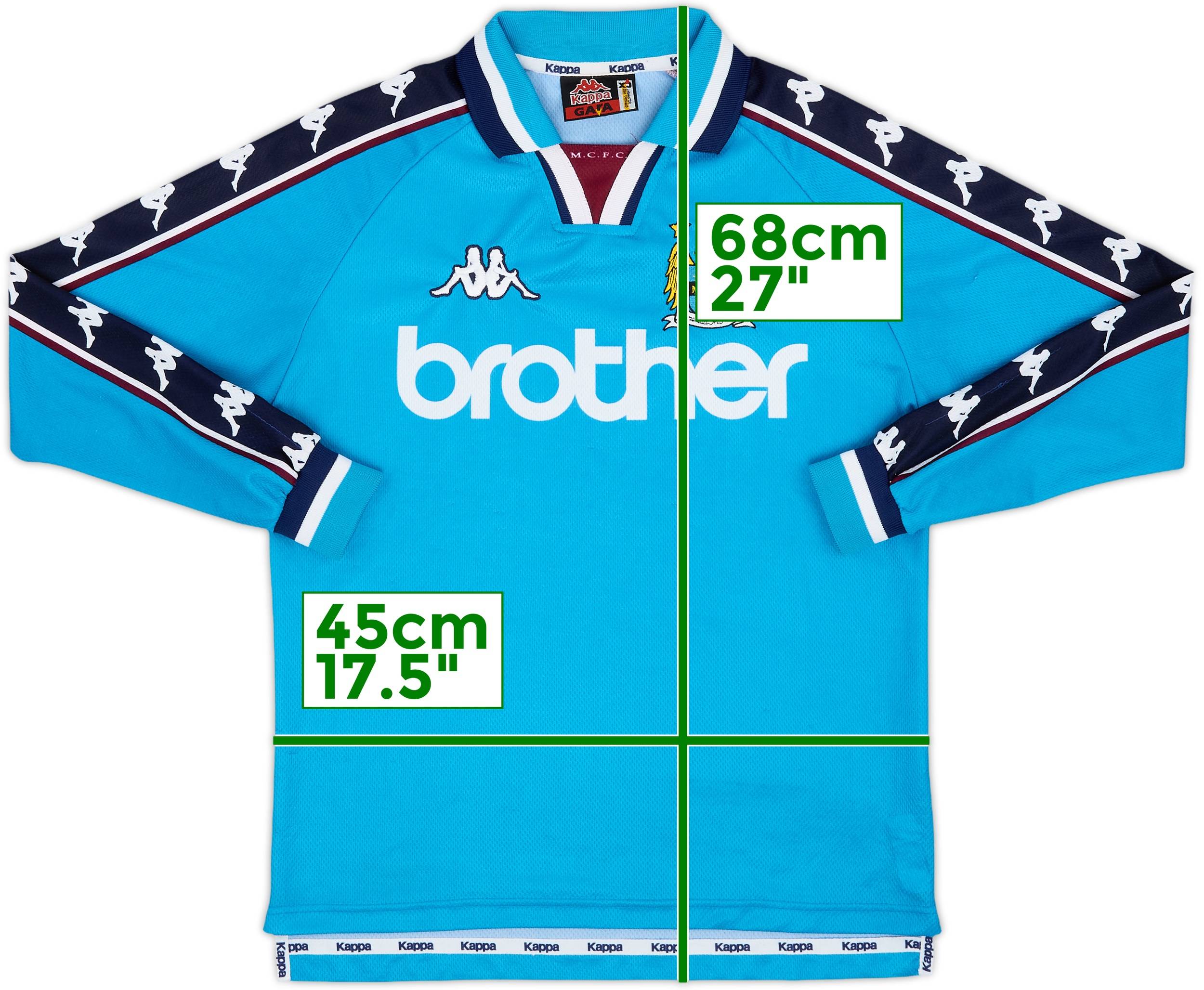 1997-99 Manchester City Home L/S Shirt - 8/10 - (XL.Boys)