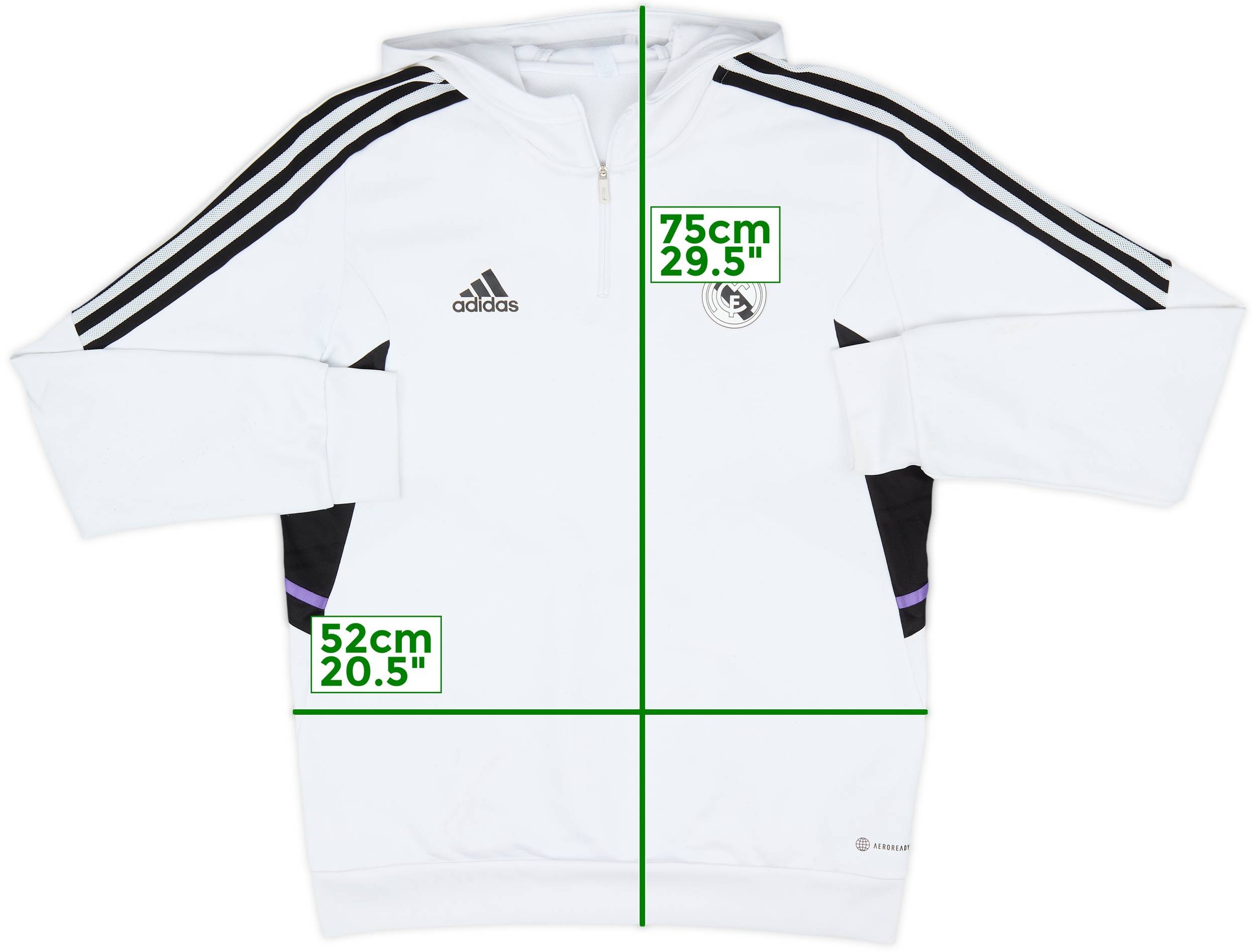 トップス R.M.A 2022-23 Real Madrid adidas 1/4 Zip Hooded Top - 6/10 - (L)