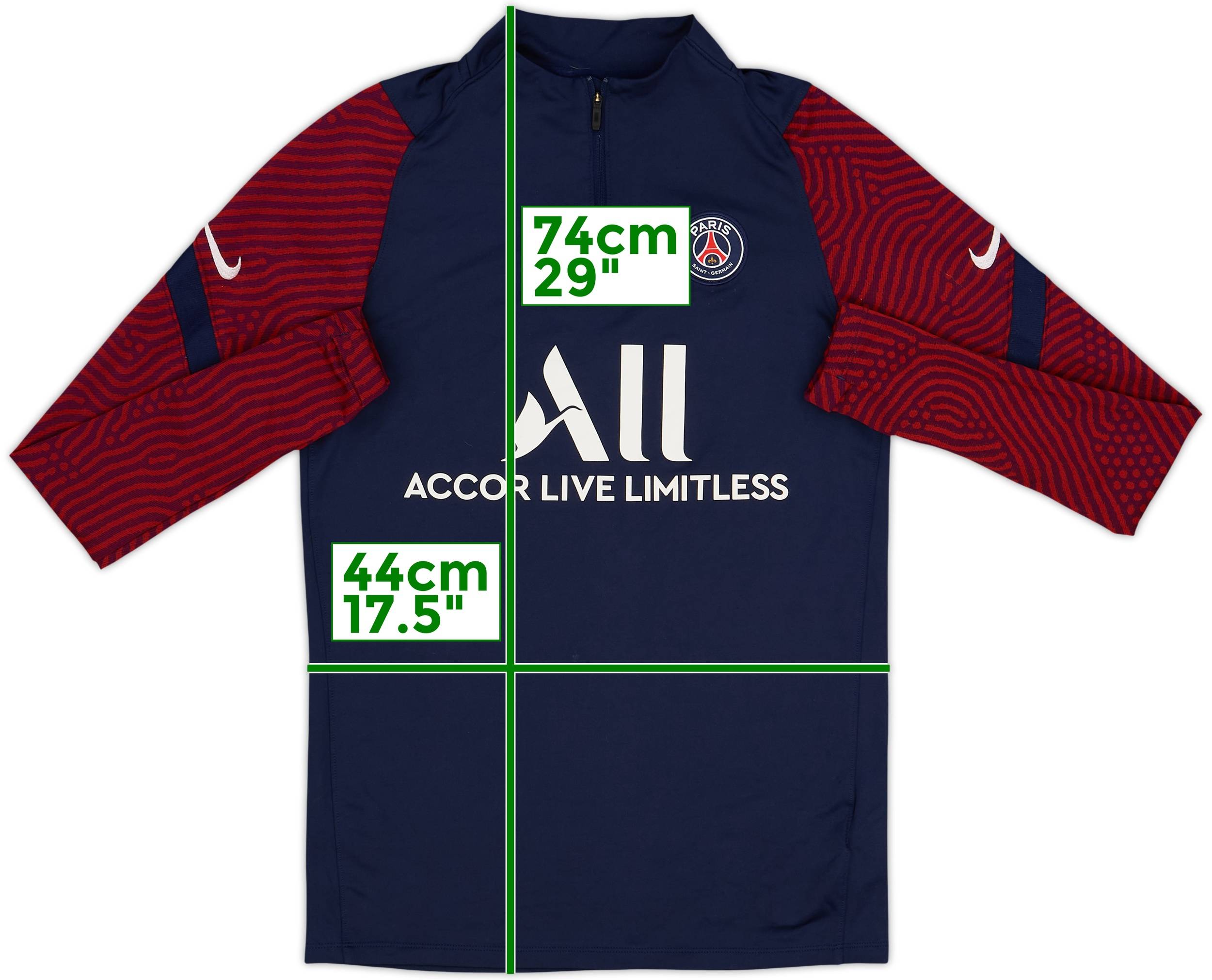 2020-21 Paris Saint-Germain Nike 1/4 Zip Sweat Top - 8/10 - (S)