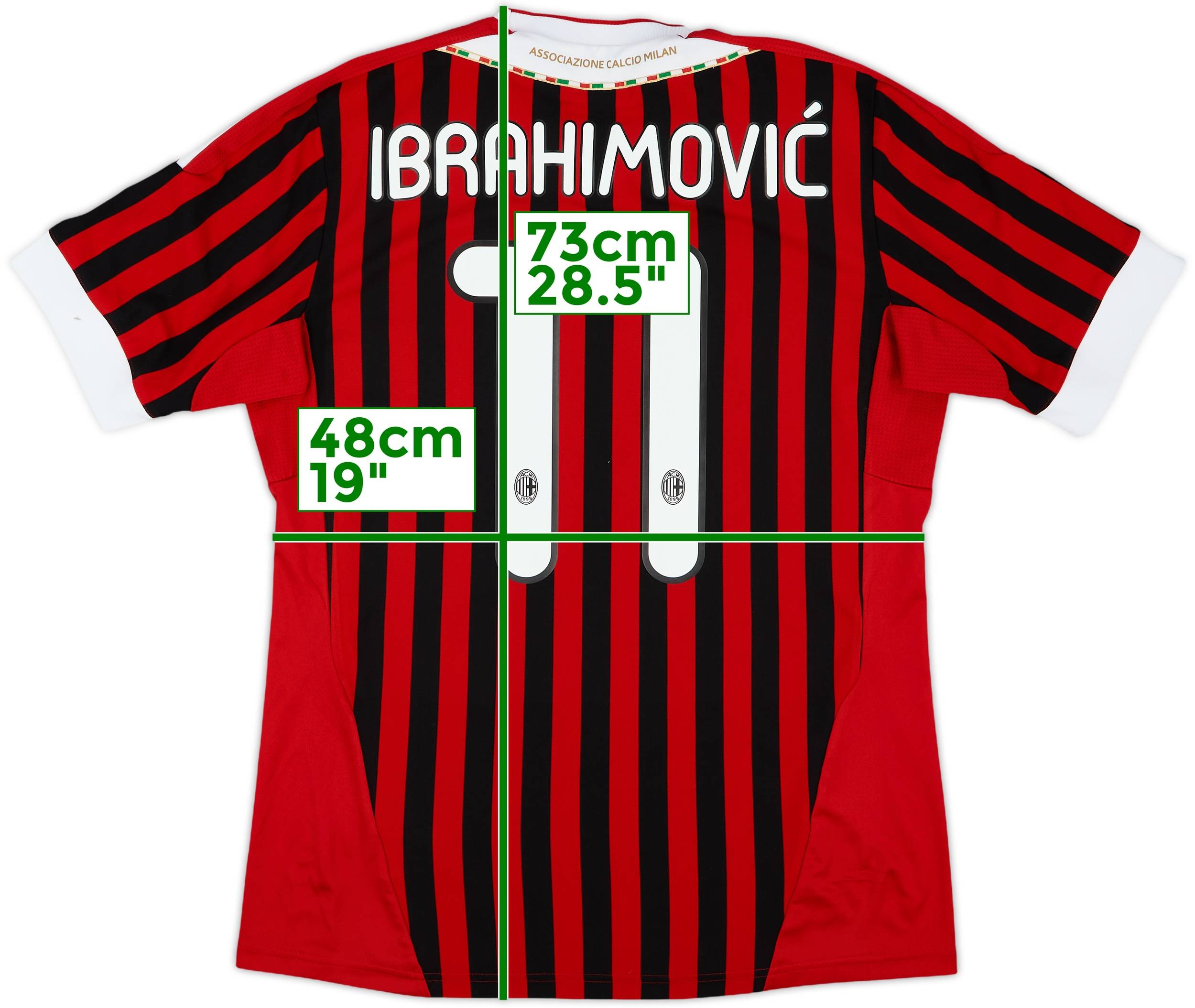 2011-12 AC Milan Home Shirt Ibrahimovic #11 - 8/10 - (M)