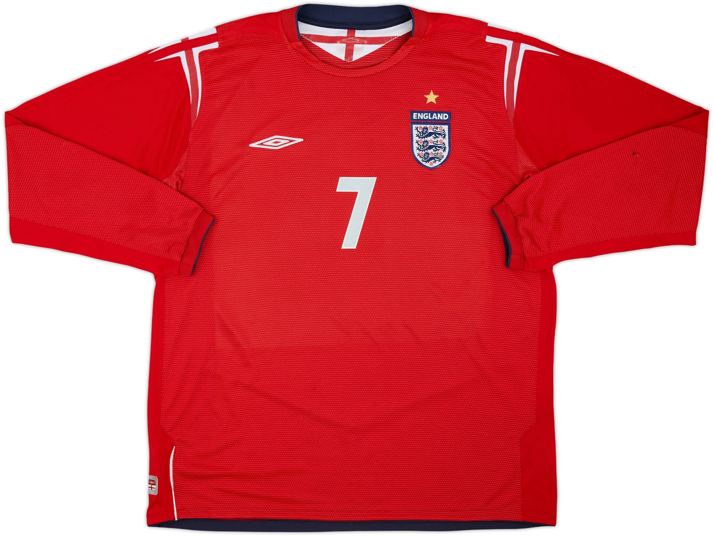 2004-06 England Away L/S Shirt Beckham #7 - 5/10 - (XL)