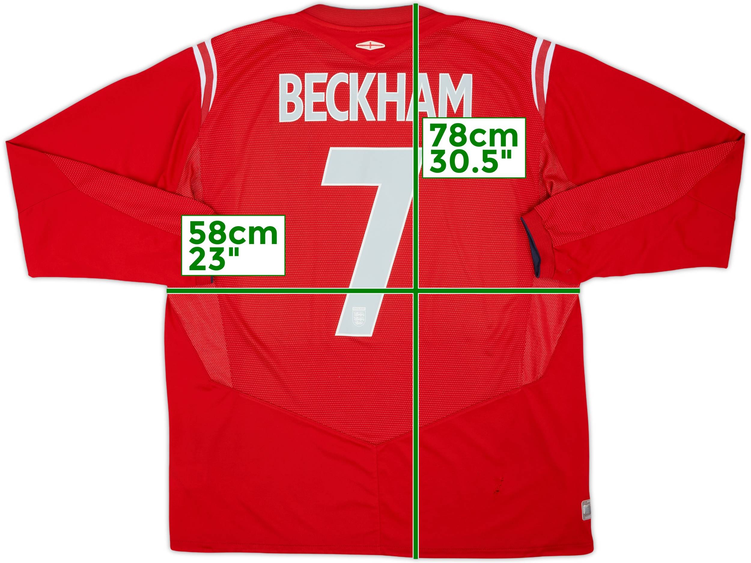 2004-06 England Away L/S Shirt Beckham #7 - 5/10 - (XL)