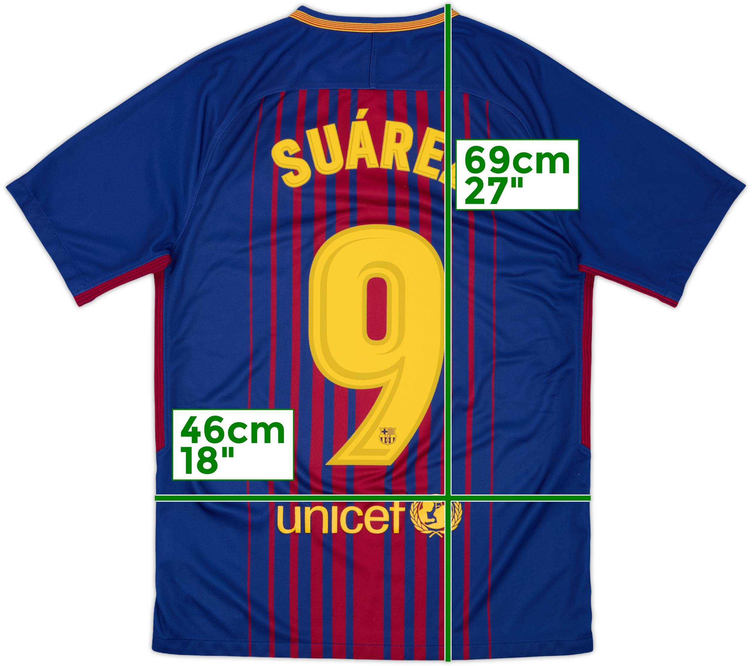 2017-18 Barcelona Home Shirt Suarez #9 - 10/10 - (S)