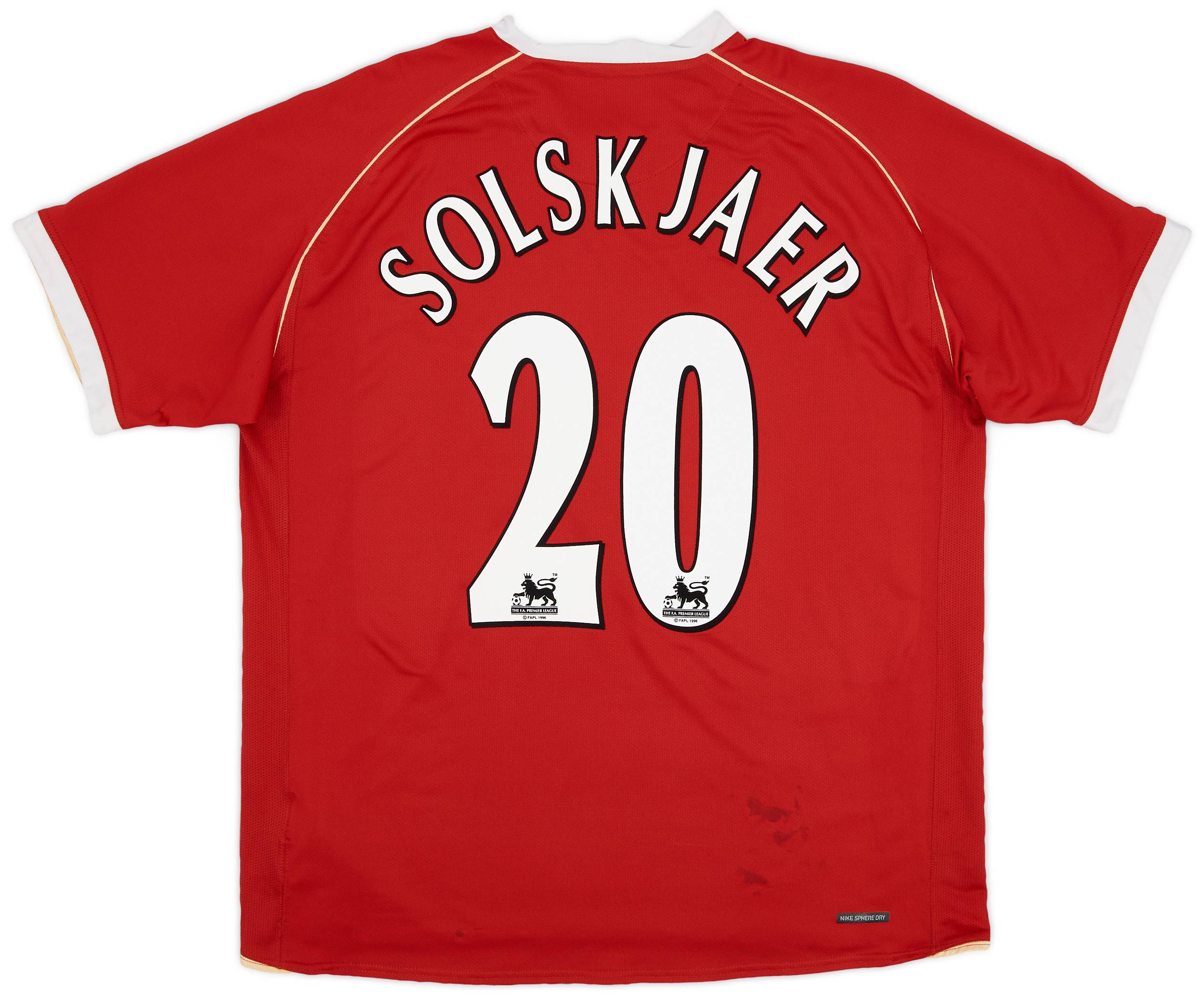 2006-07 Manchester United Home Shirt Solskjaer #20 - 8/10 - (XL)