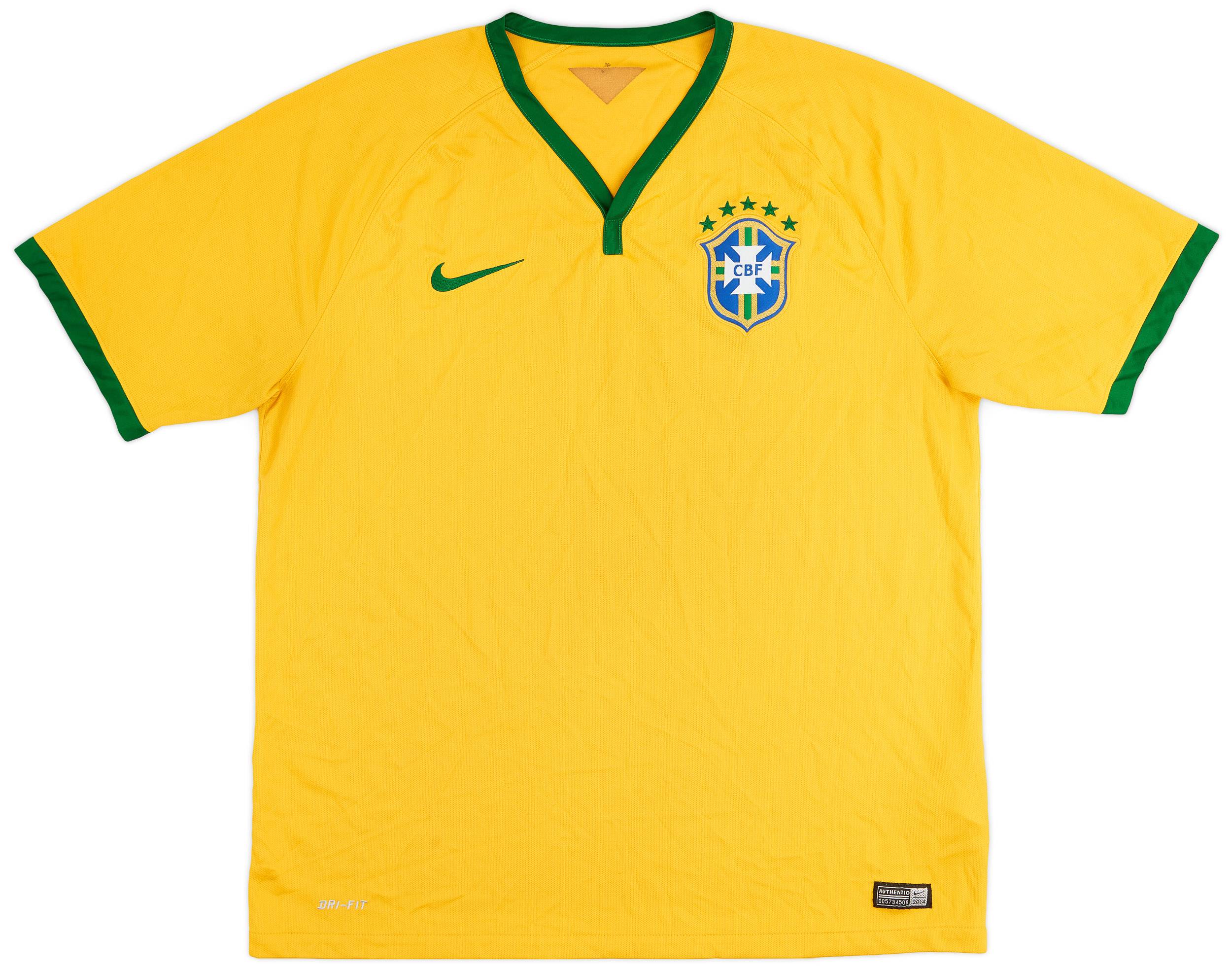 2014-15 Brazil Home Shirt - 7/10 - (XL)