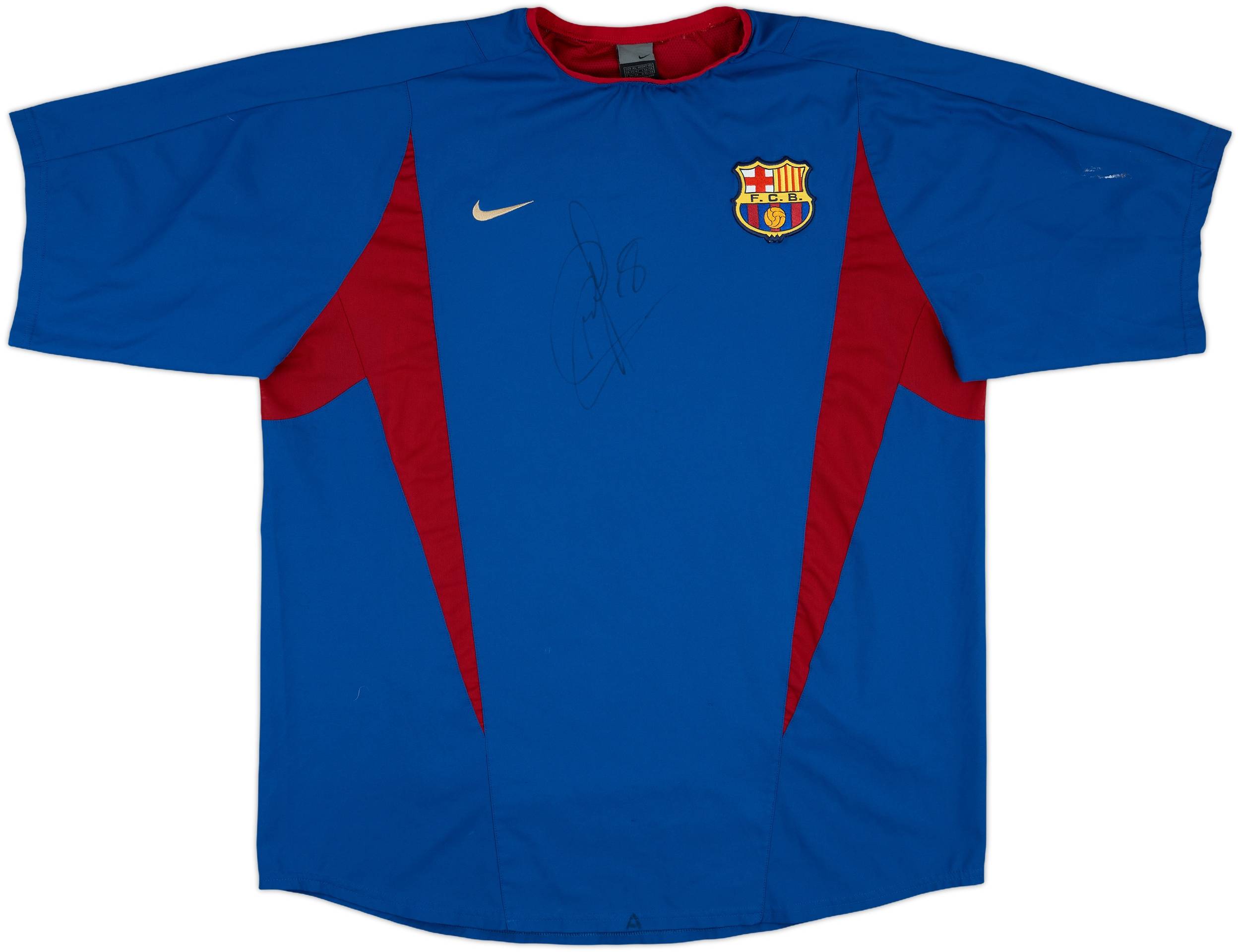 【BARCELONA】サッカー　バルサー　00's USA製　レア　起毛 2002-03 Barcelona Nike Player Issue Signed Training Shirt
