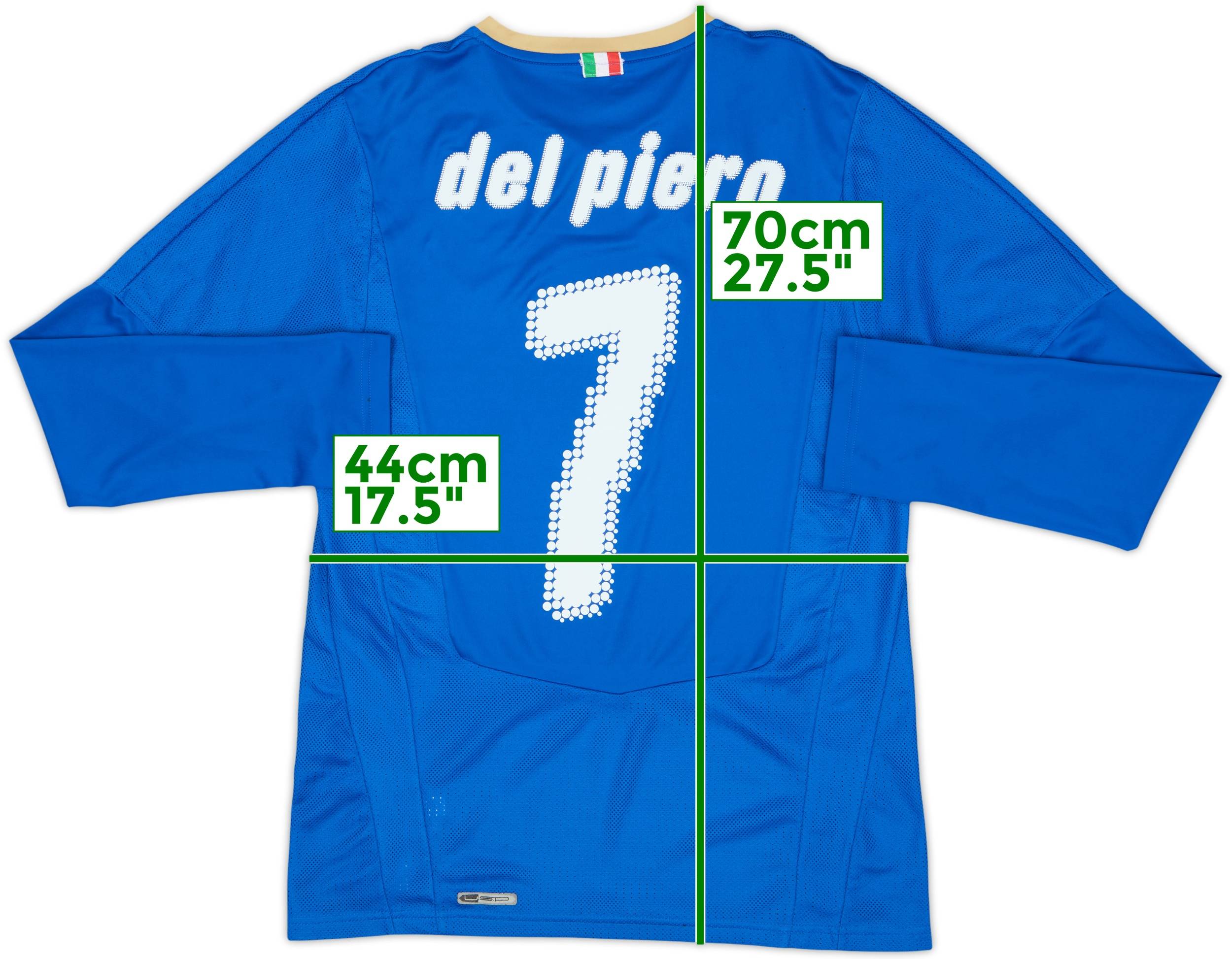 【サイン入り】Puma イタリア代表 DEL PIERO 7 2007-08 Italy Home L/S Shirt Del Piero #7 - 8/10 - (S)