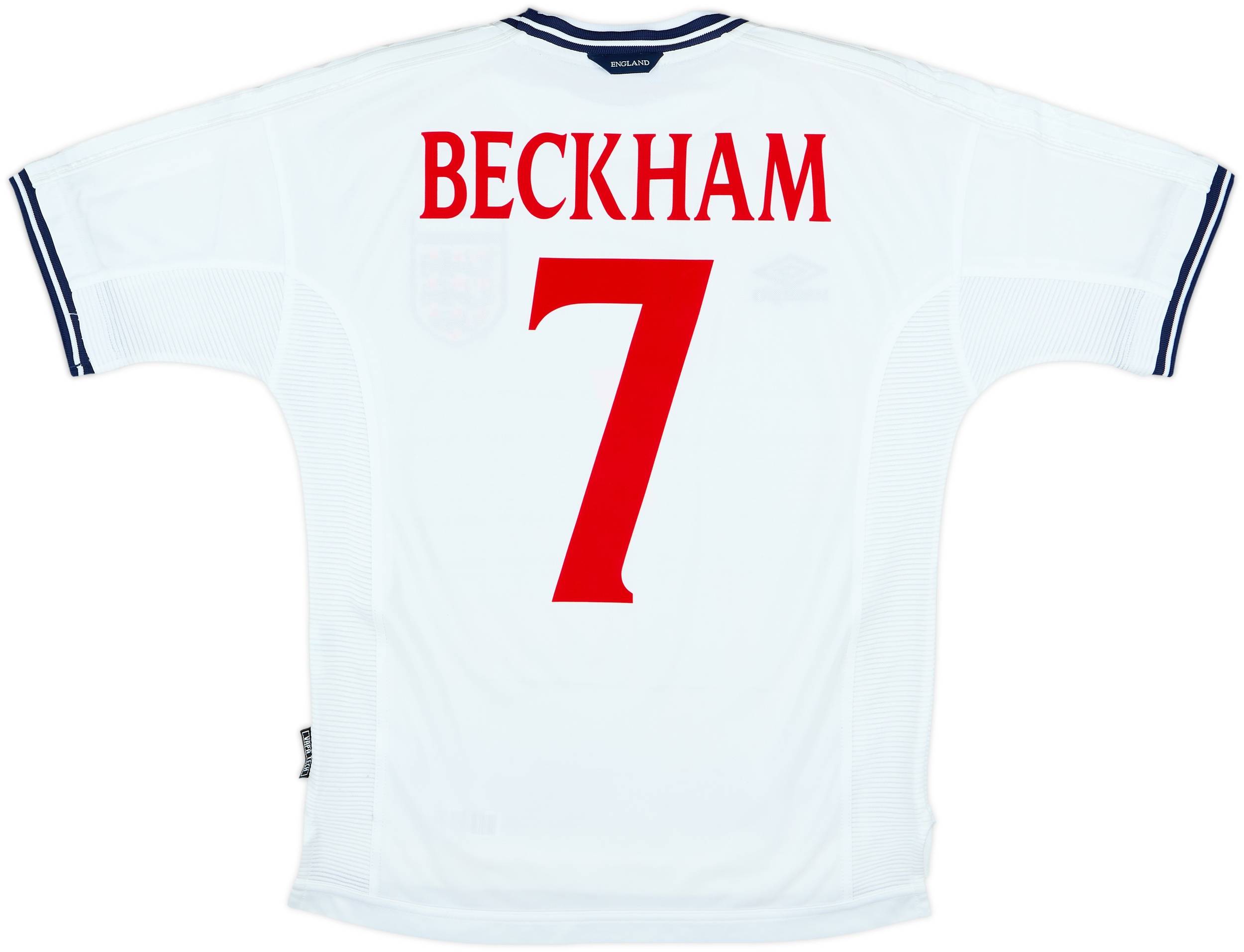 1999-01 England Home Shirt Beckham #7 - 8/10 - (Y)