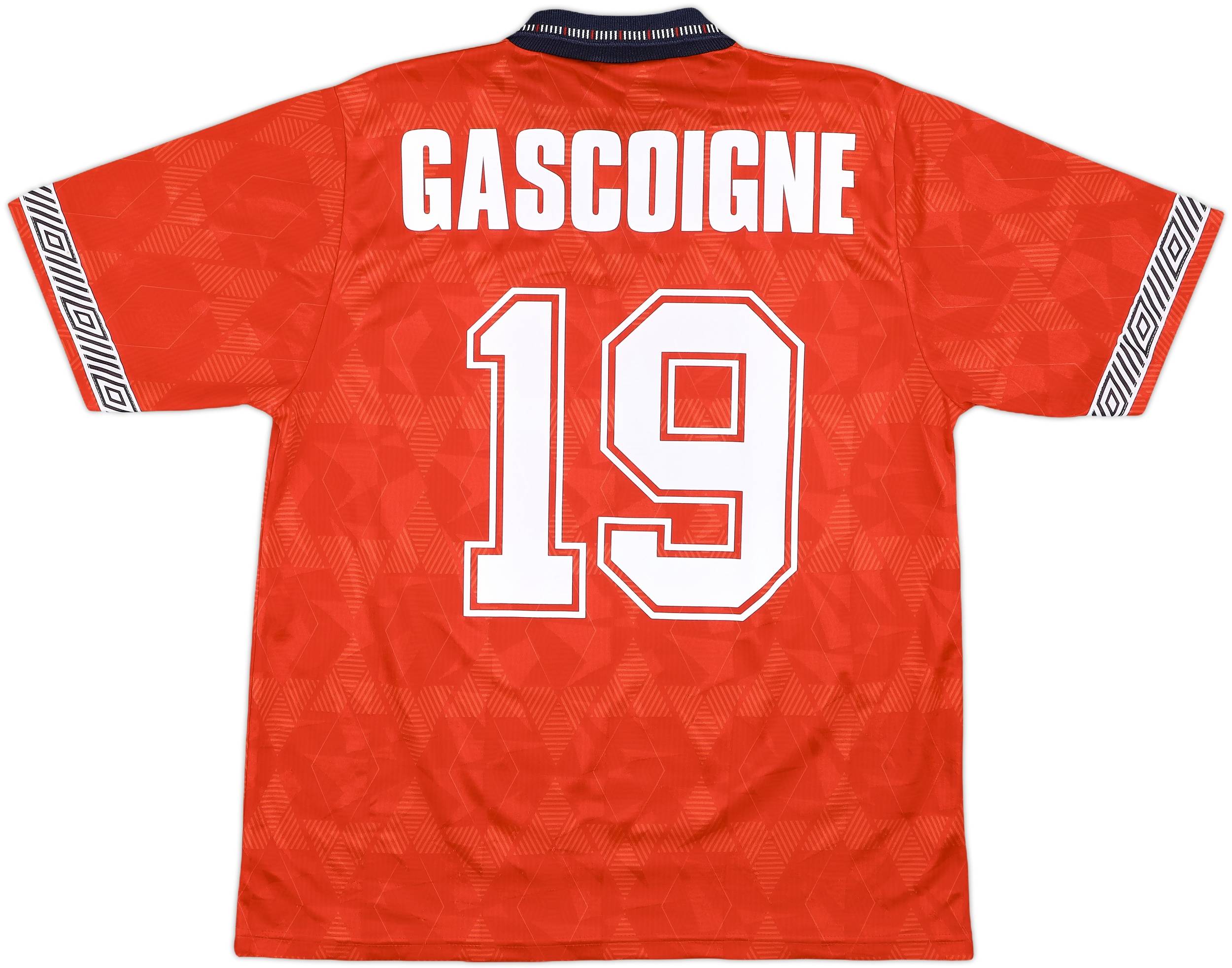 1990-93 England Away Shirt Gascoigne #19 - 8/10 - (M)