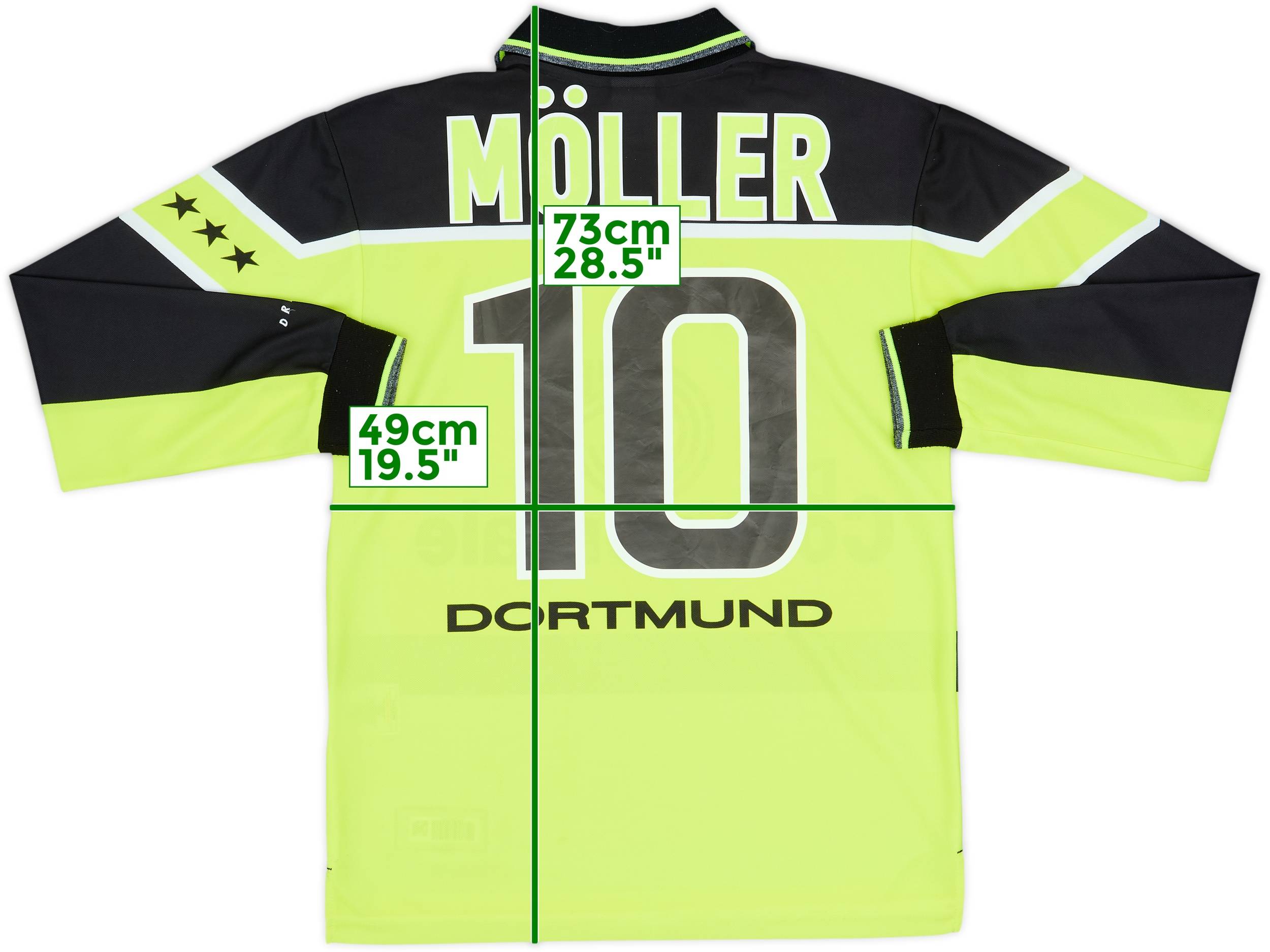 1997-98 Borussia Dortmund Home L/S Shirt Moller #10 - 8/10 - (S)