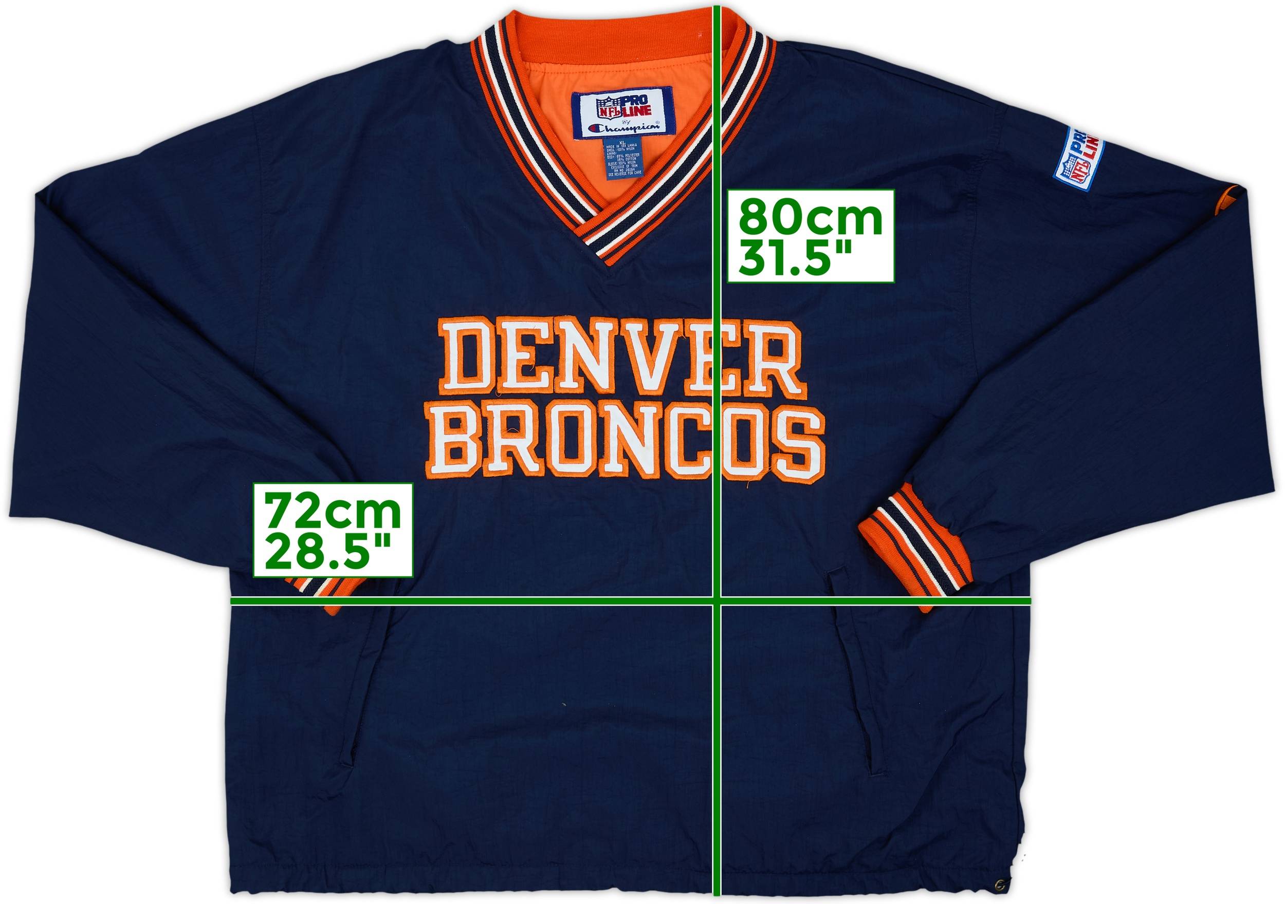 1997-99 Denver Broncos Champion Pullover Rain Jacket - 9/10 - (XL)
