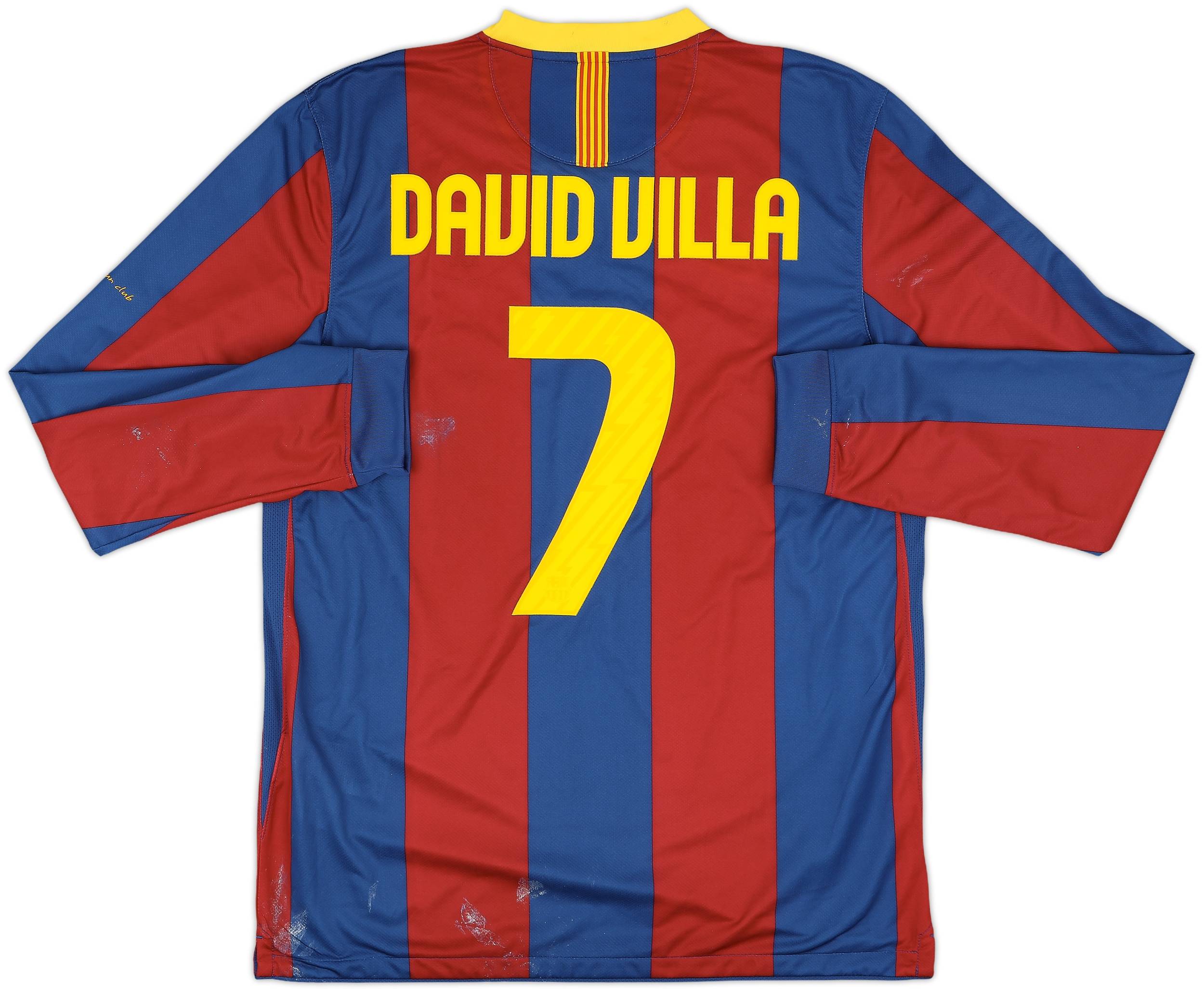 2010-11 Barcelona Home L/S Shirt David Villa #7 - 5/10 - (L)