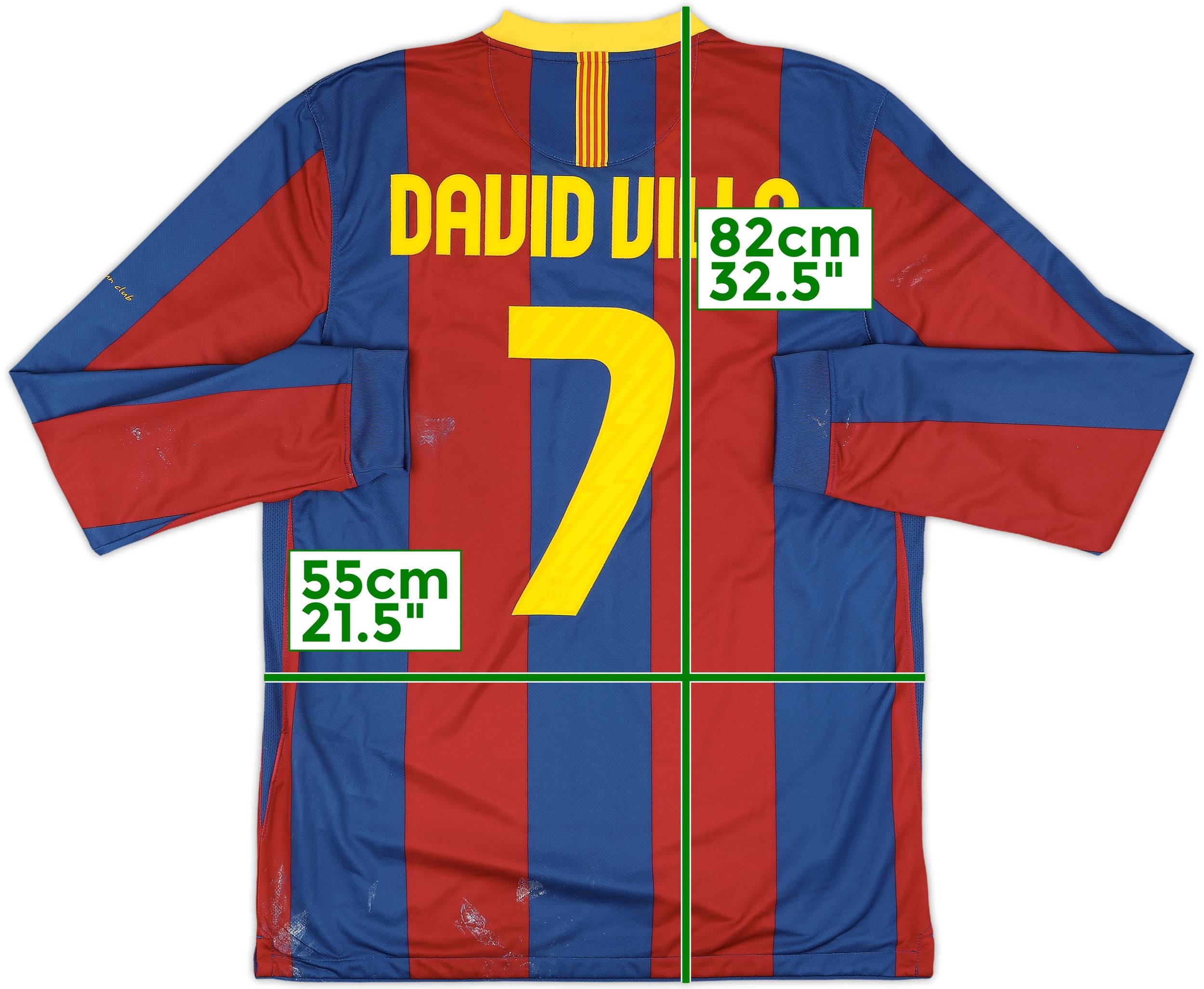 2010-11 Barcelona Home L/S Shirt David Villa #7 - 5/10 - (L)