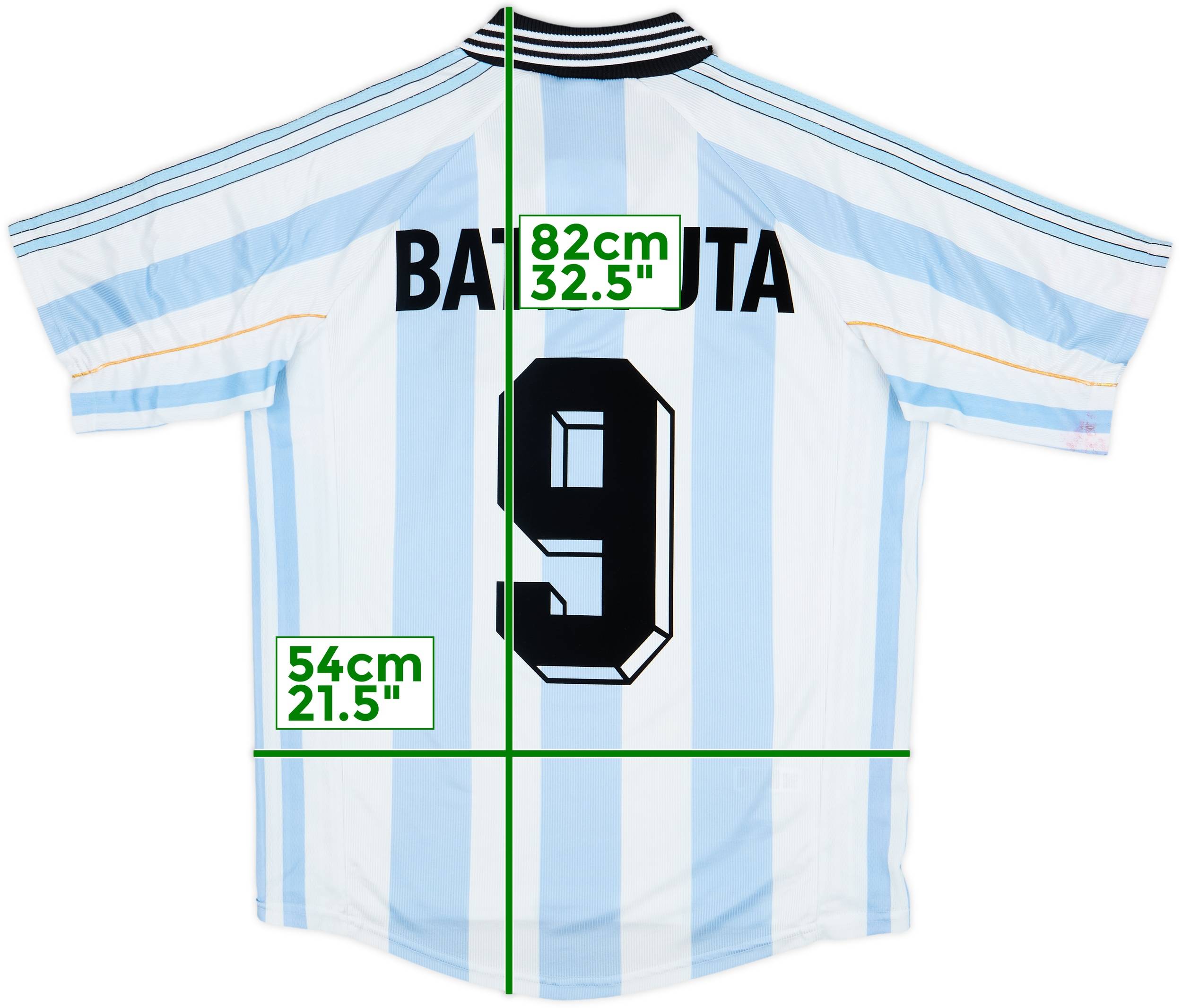 1998-99 Argentina Home Shirt Batistuta #9 - 7/10 - (M)