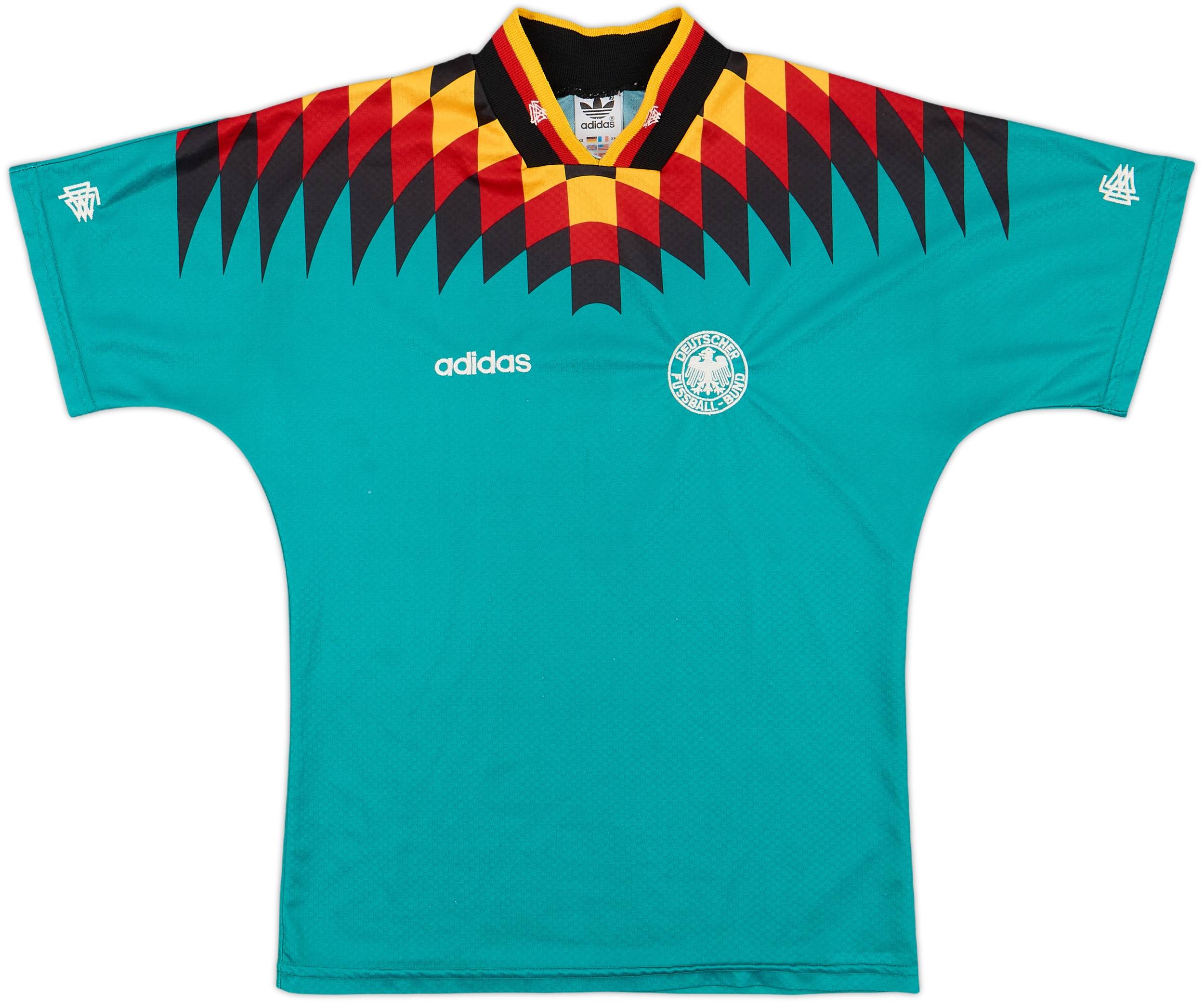 1994〜96年　w杯　サッカードイツ代表　ユニフォーム　AWAY adidas 1994-96 Germany Away Shirt - 8/10 - (XS)