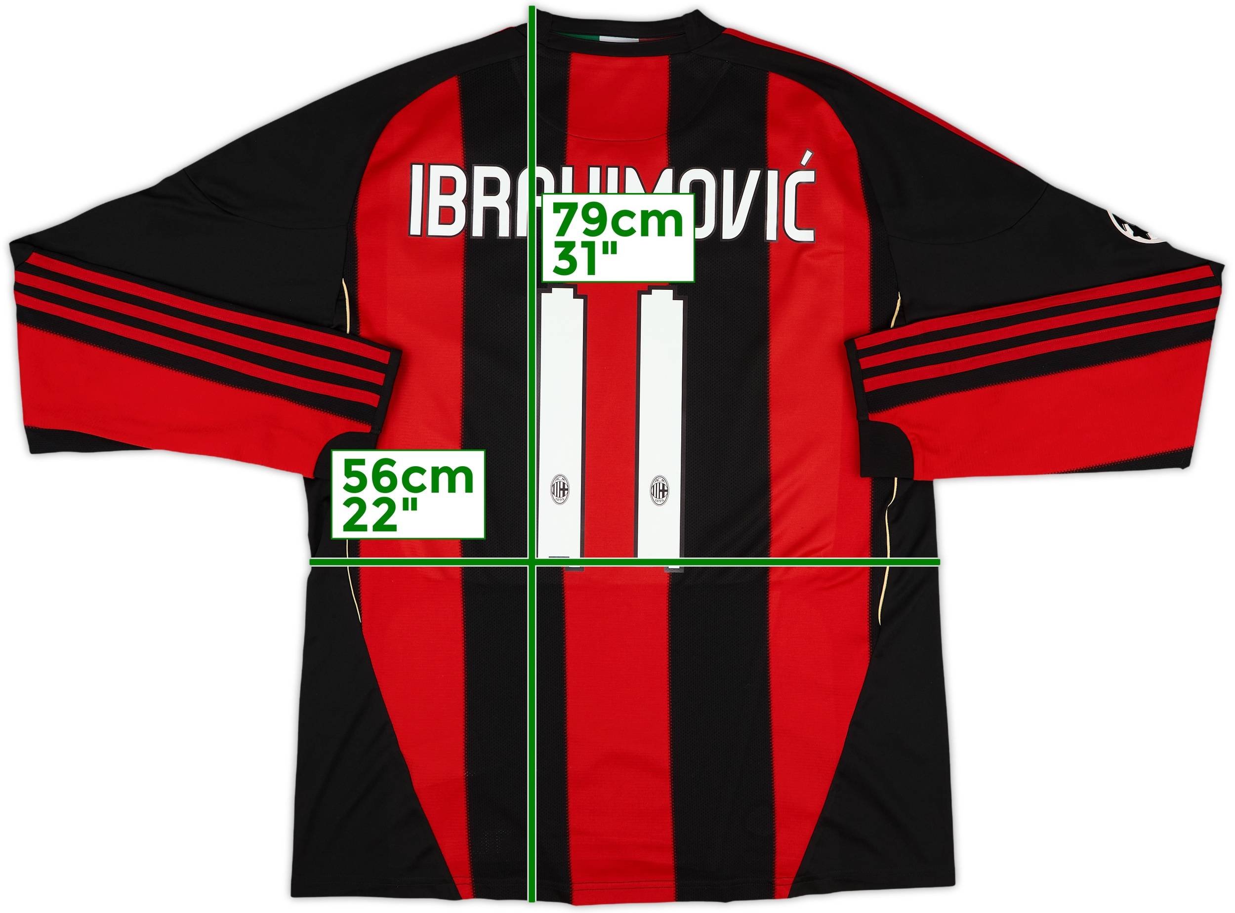 2010-11 AC Milan Home L/S Shirt Ibrahimovic #11 - 8/10 - (L)