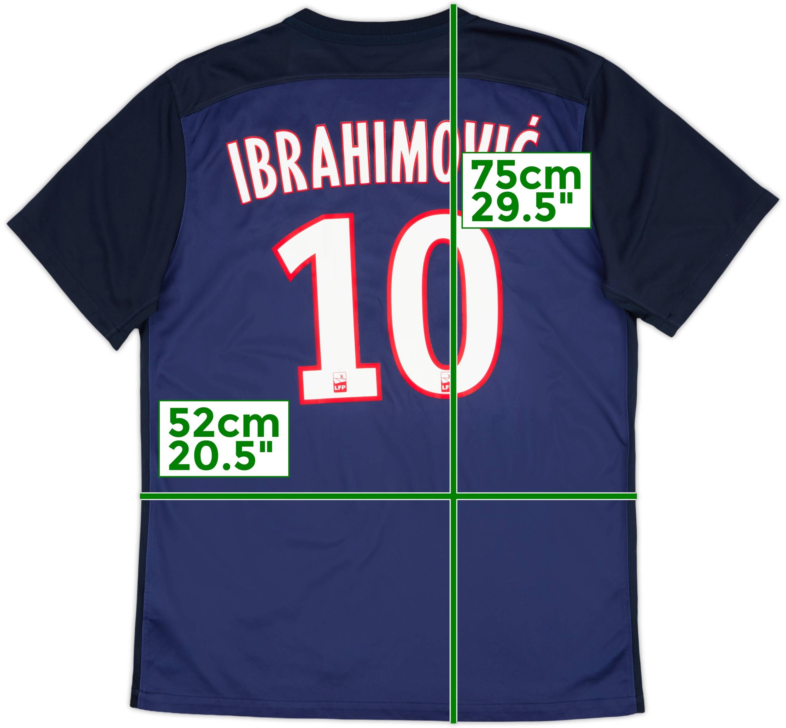 2015-16 Paris Saint-Germain Home Shirt Ibrahimovic #10 - 7/10 - (L)