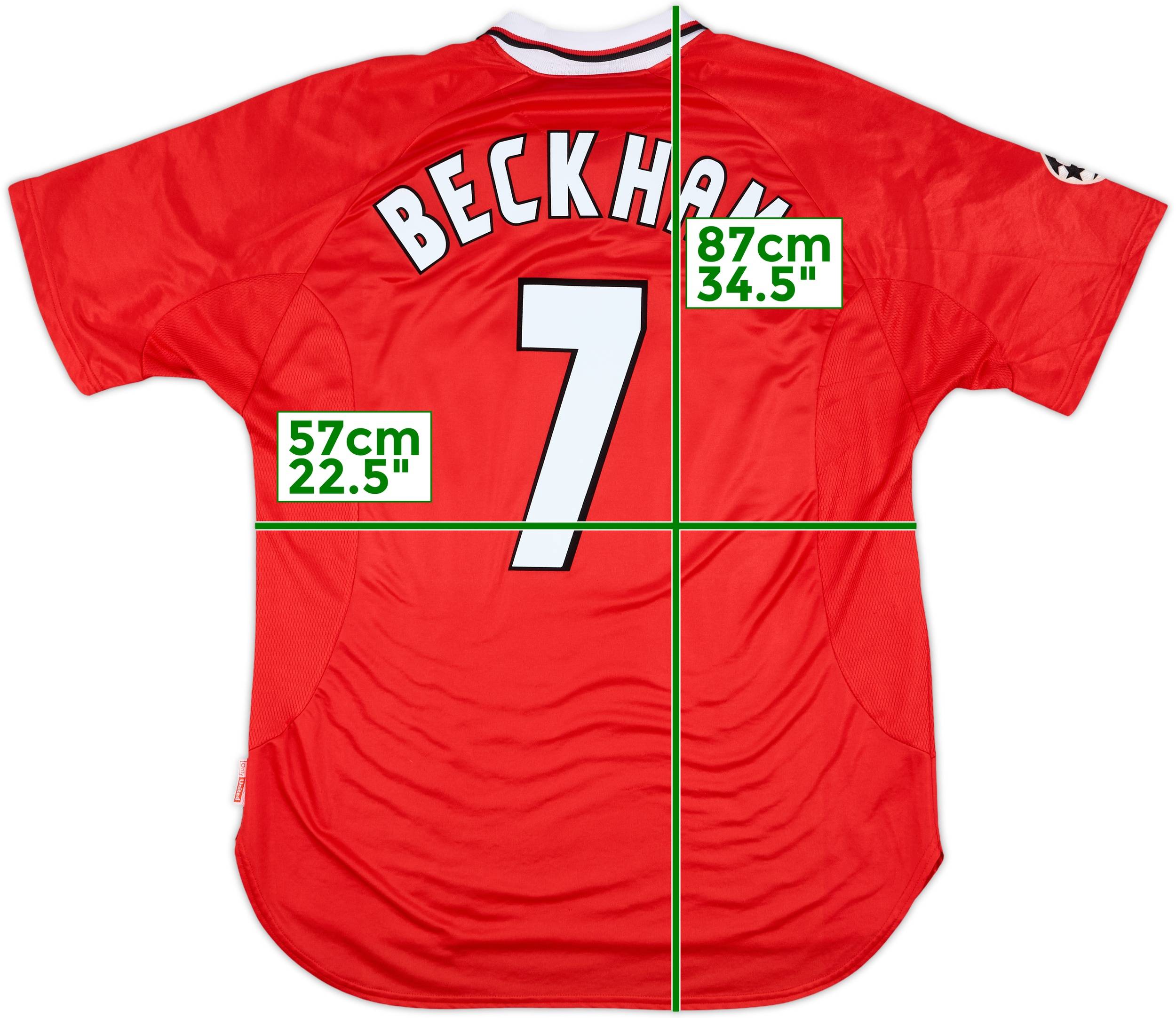 1997-00 Manchester United CL Shirt Beckham #7 - 8/10 - (XL)