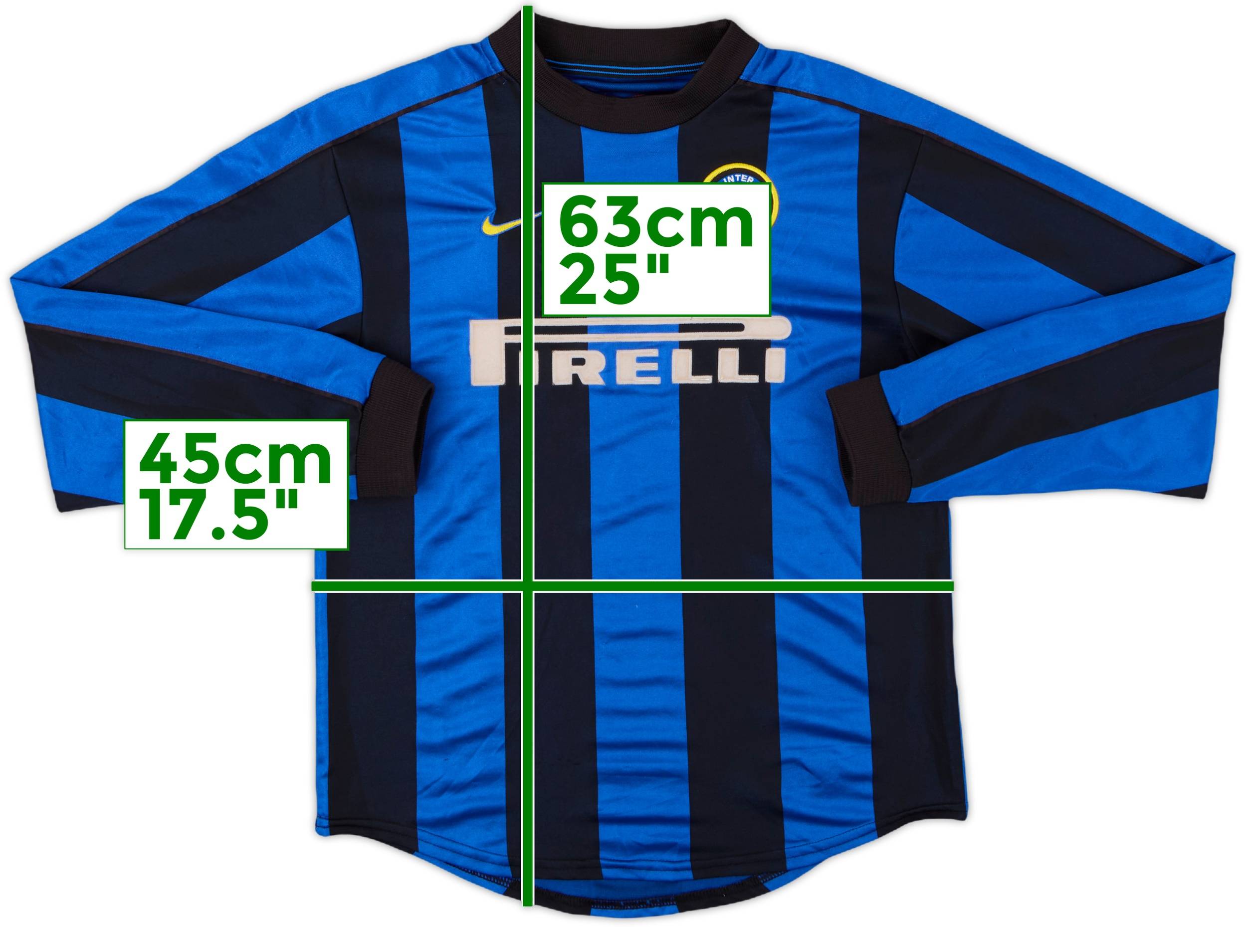 【正規00-01NIKE Inter Milan  L/S shirt】 2000-01 Inter Milan Home L/S Shirt - 8/10 - (L.Boys)