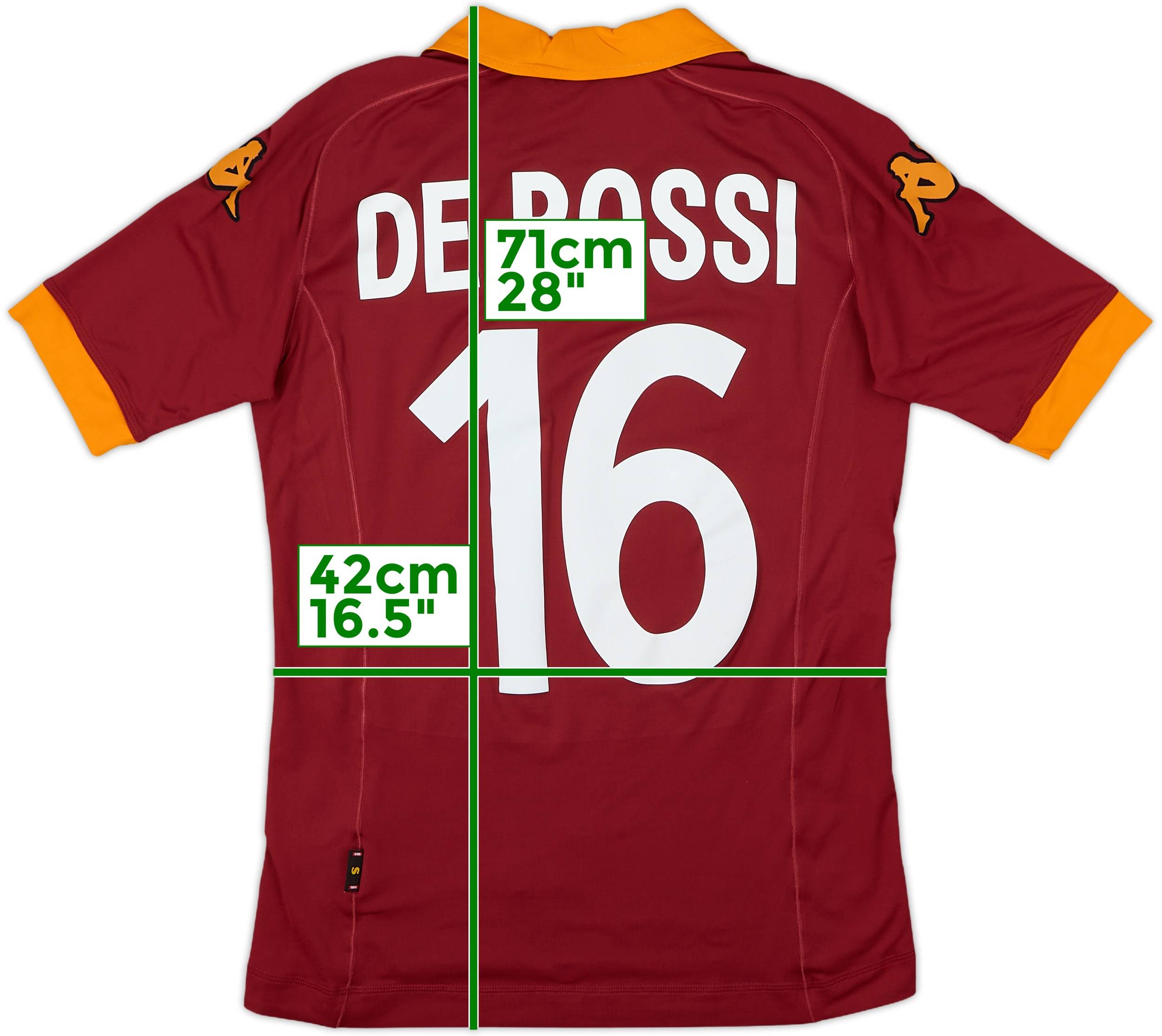 2012-13 Roma Home Shirt De Rossi #16 - 10/10 - (S)