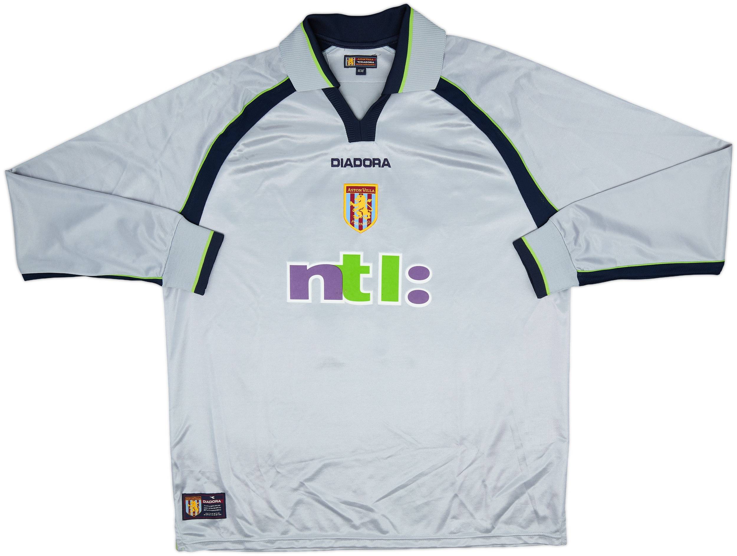 DIADORA 2001-02 Aston Villa ゲームシャツ 2001-02 Aston Villa Away L/S Shirt Ginola #14 - 8/10 - (XXL)