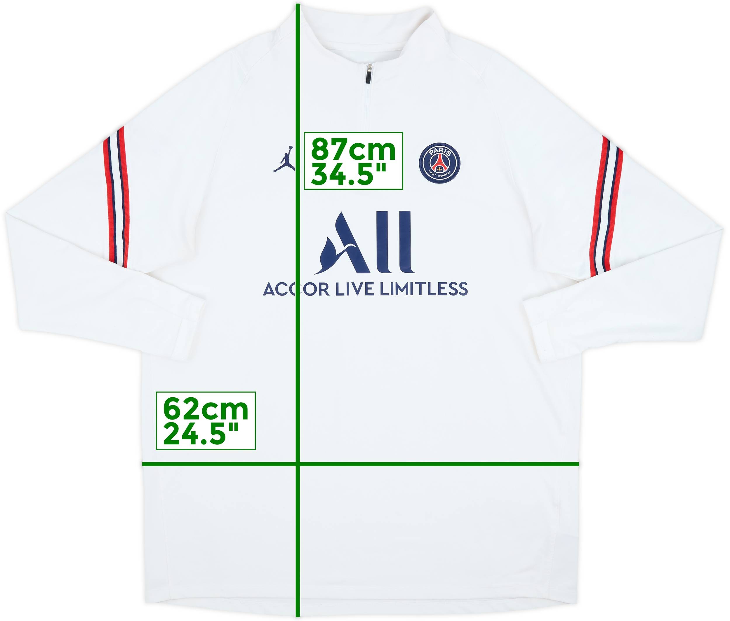 2021-22 Paris Saint-Germain Jordan 1/4 Zip Drill Top - 8/10 - (XXL)