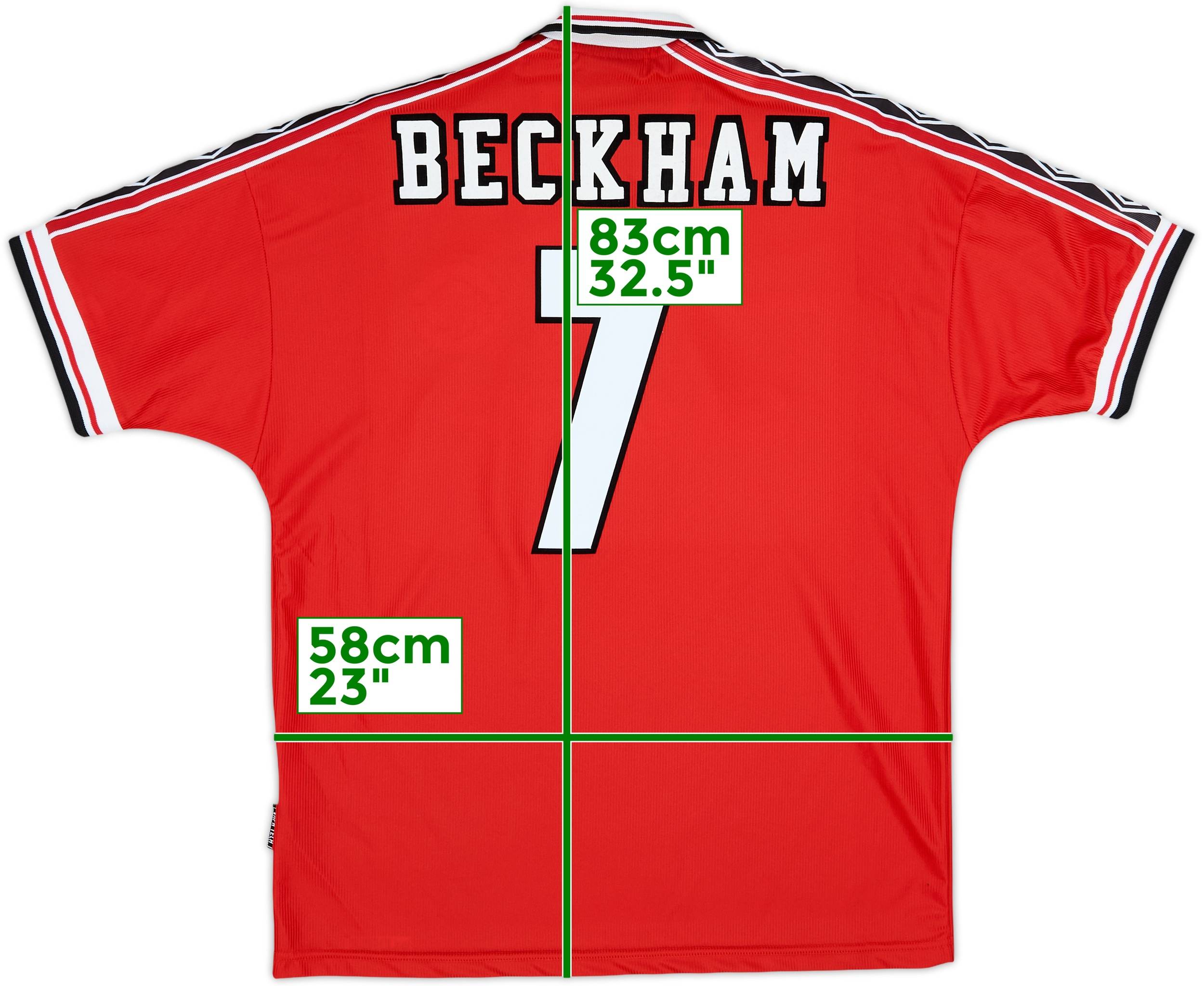 1998-00 Manchester United Home Shirt Beckham #7 - 8/10 - (L)