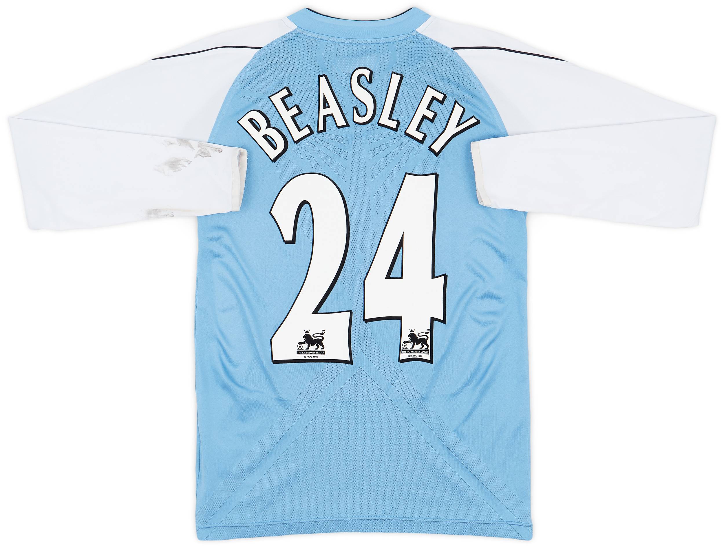 2006-07 Manchester City Home L/S Shirt Beasley #24 - 5/10 - (S)