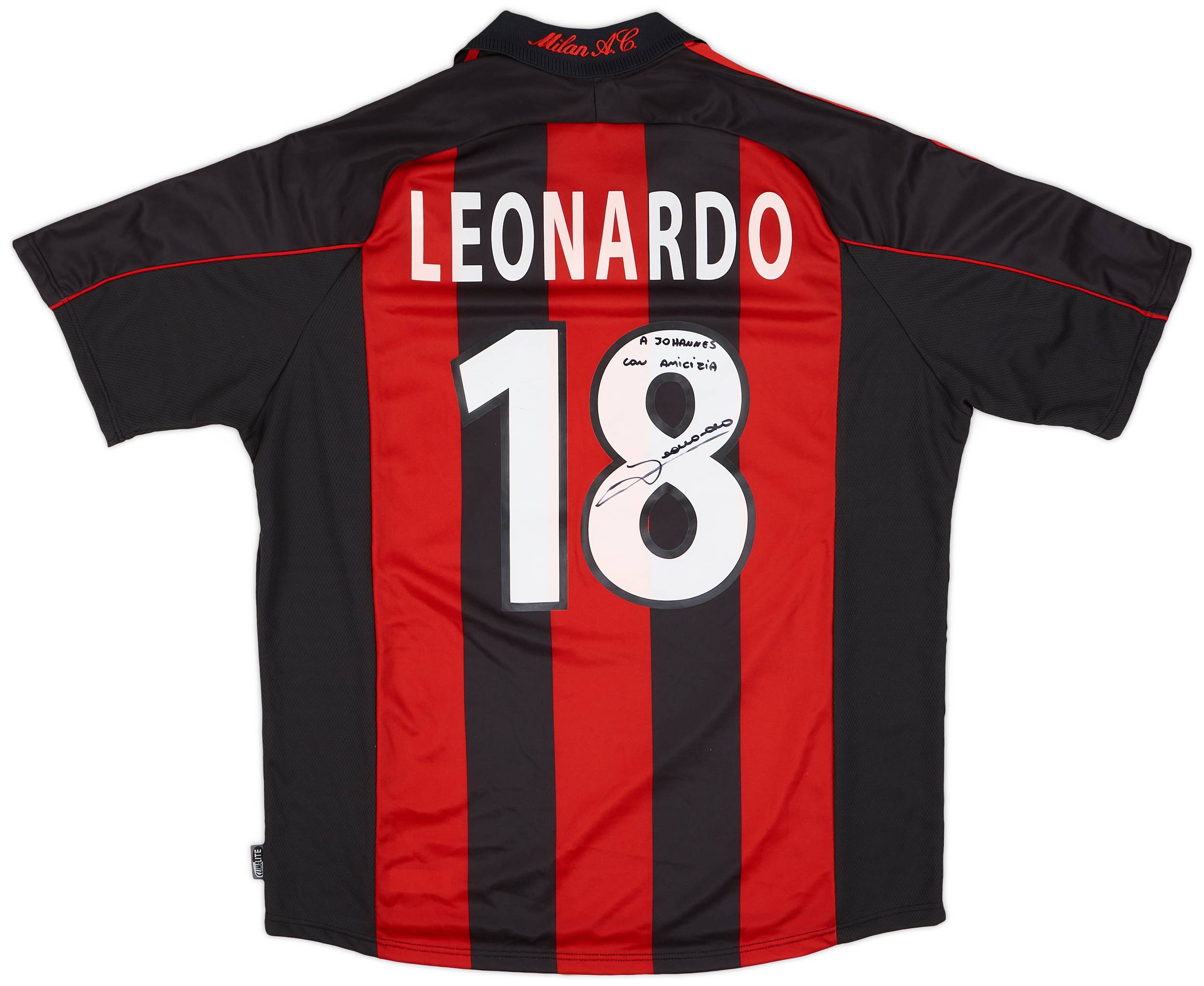 2000-01 AC Milan Player Issue Signed Home Shirt Leonardo #18