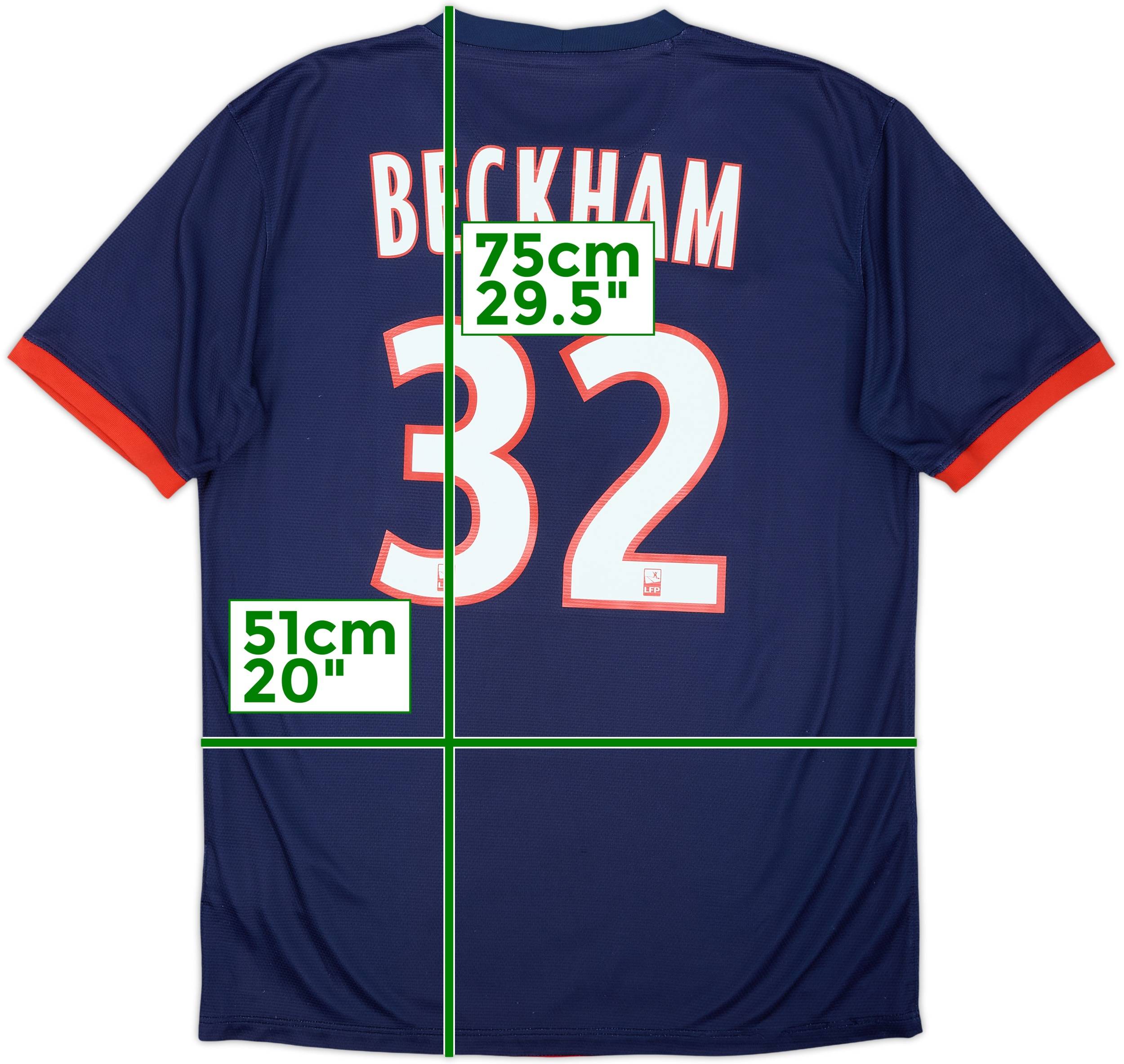 NIKE Paris Saint-Germain BECKHAM 32 長袖 2013-14 Paris Saint-Germain Home Shirt Beckham #32 - 6/10 - (M)