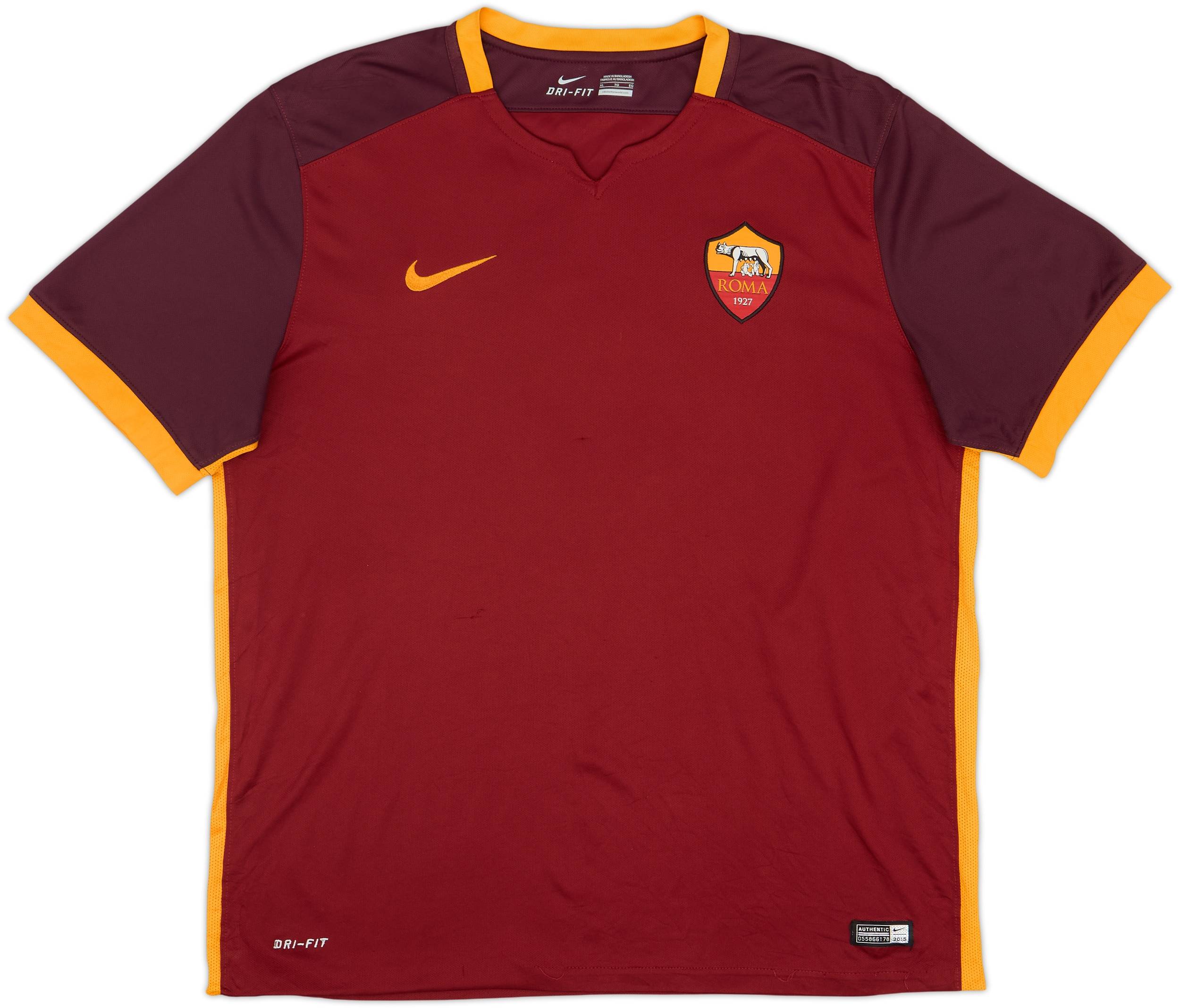 2015-16 Roma Home Shirt Dzeko #9 - 8/10 - (XL)