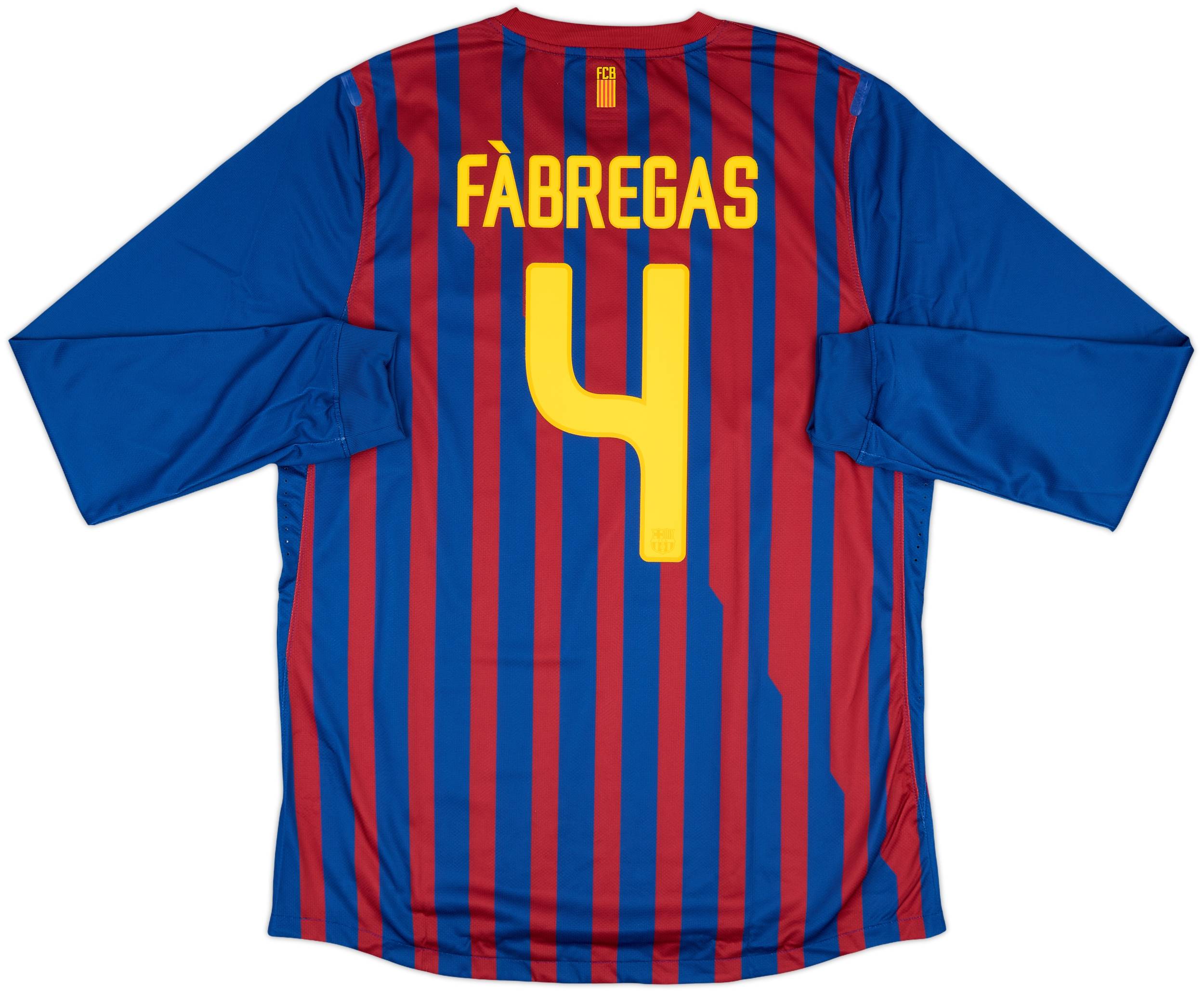2011-12 Barcelona Player Issue Home L/S Shirt Fabregas #4 (XL)