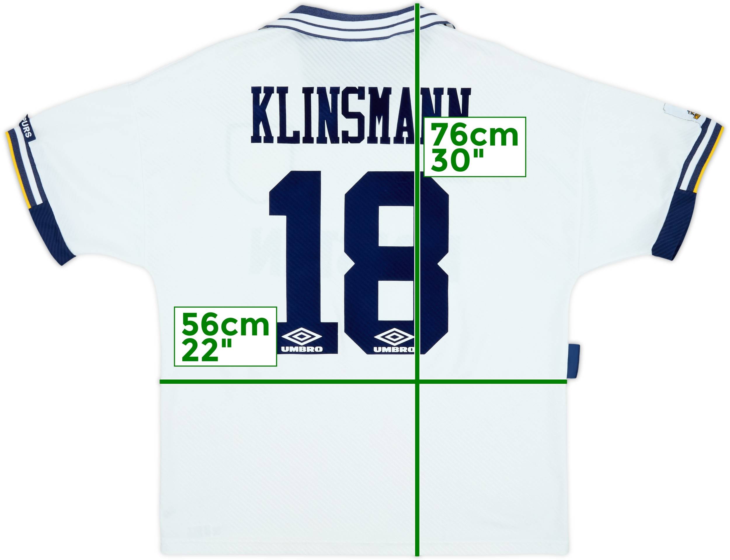 1993-95 Tottenham Home Shirt Klinsmann #18 - 8/10 - (L)