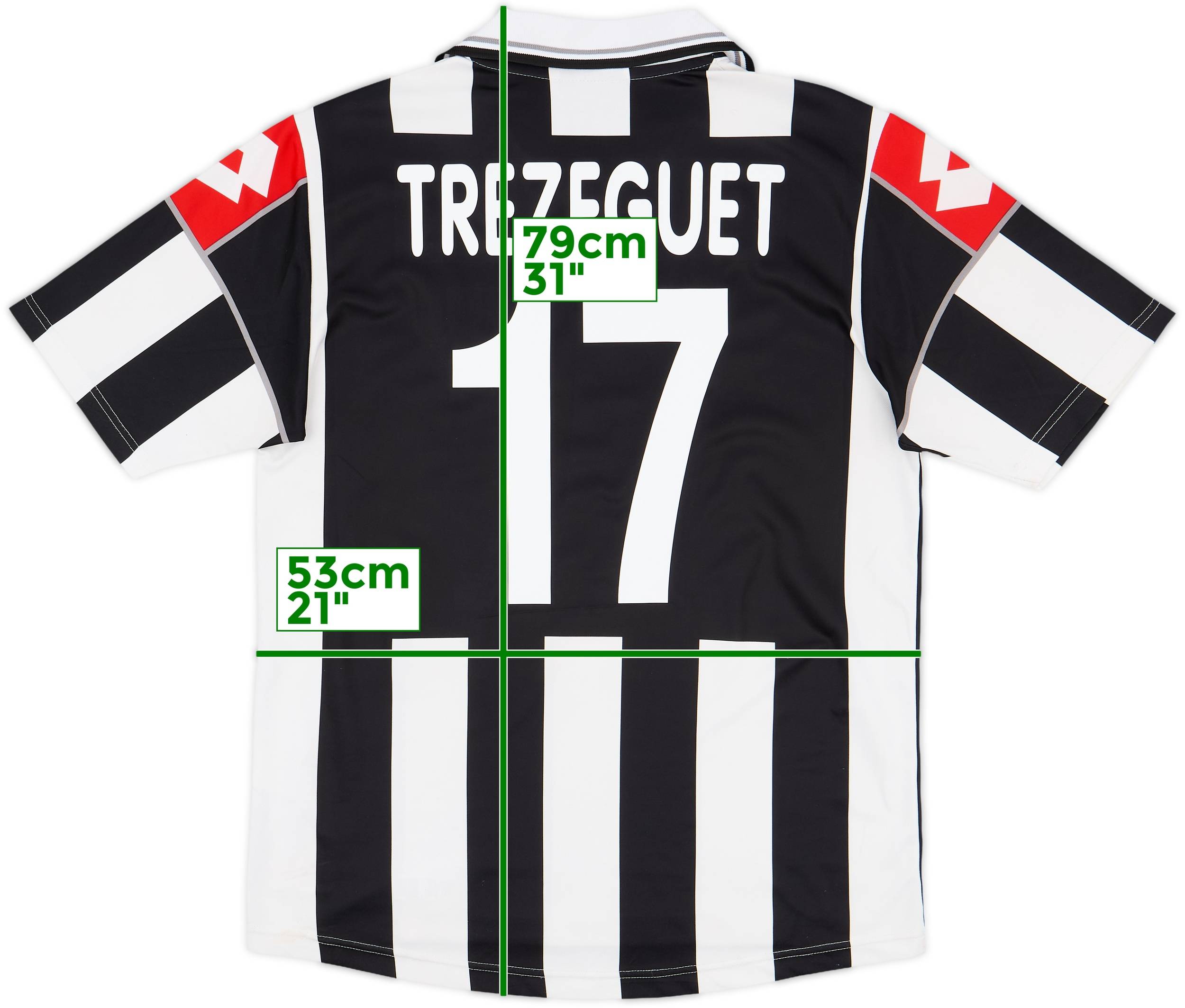 01/02 Juventus ホーム用 ゲームシャツ 2000-01 Juventus Home Shirt Trezeguet #17 - 6/10 - (L)