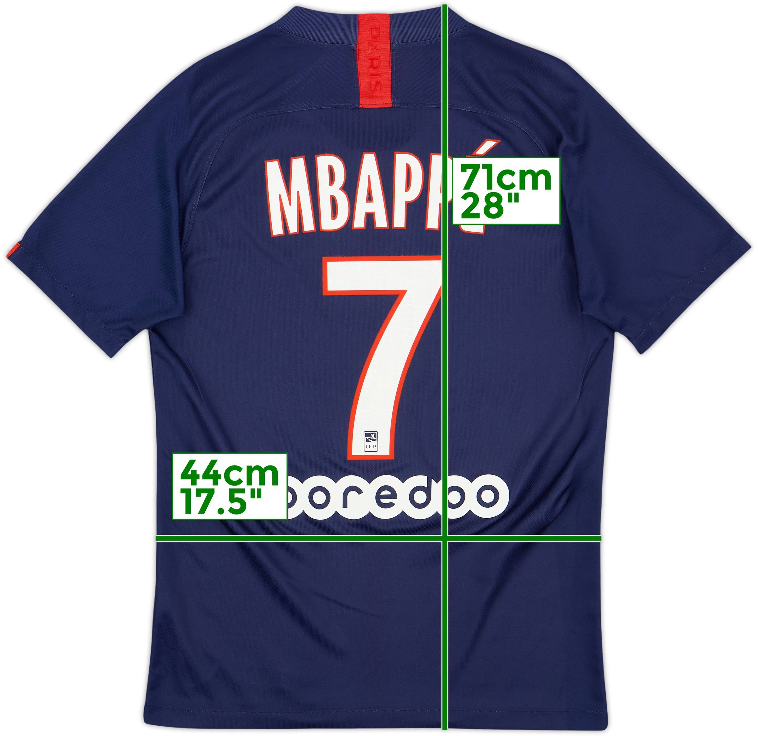 2019-20 Paris Saint-Germain Home Shirt Mbappe #7 - 8/10 - (S)