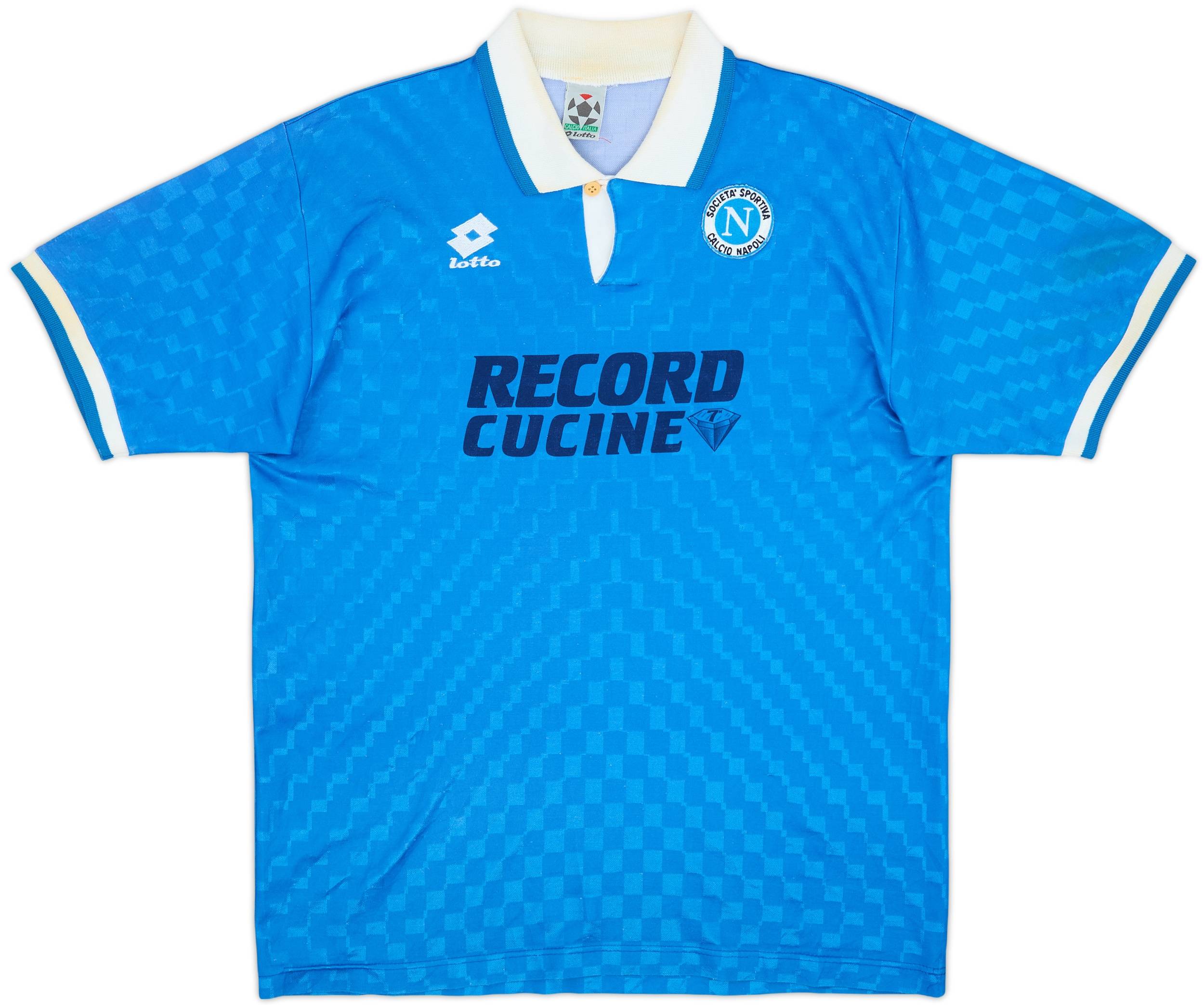 ナポリ(H) 94-96 Lotto 水色　半袖　M？ 1994-96 Napoli Home Shirt - 6/10 - (XL)