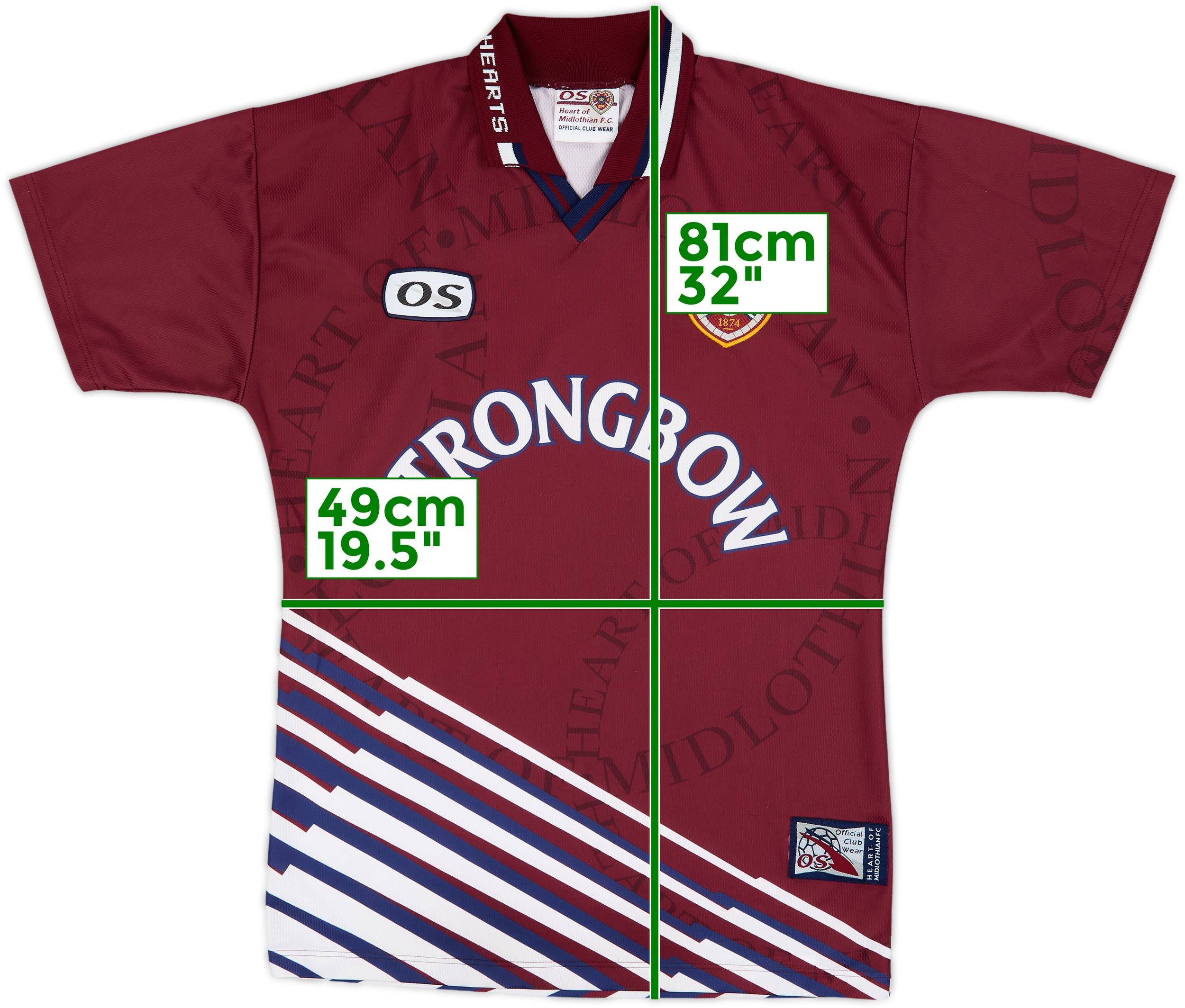 ハーツ HEARTS ユニフォーム 1998-99 Hearts Home Shirt - 8/10 - (L)