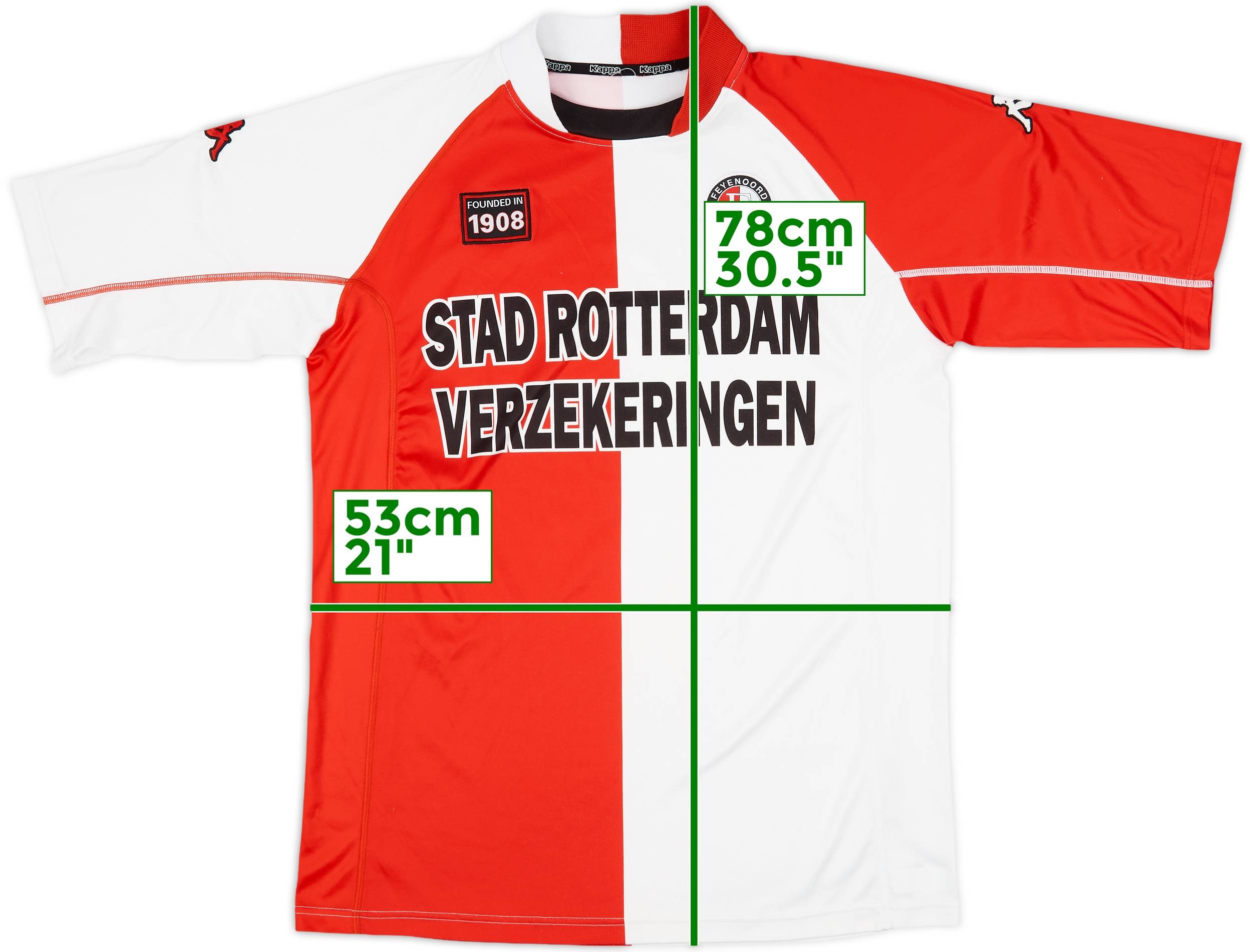レア品！　Kappa Feyenoord サッカーシャツ L 2002-03 Feyenoord Home Shirt - 9/10 - (L)
