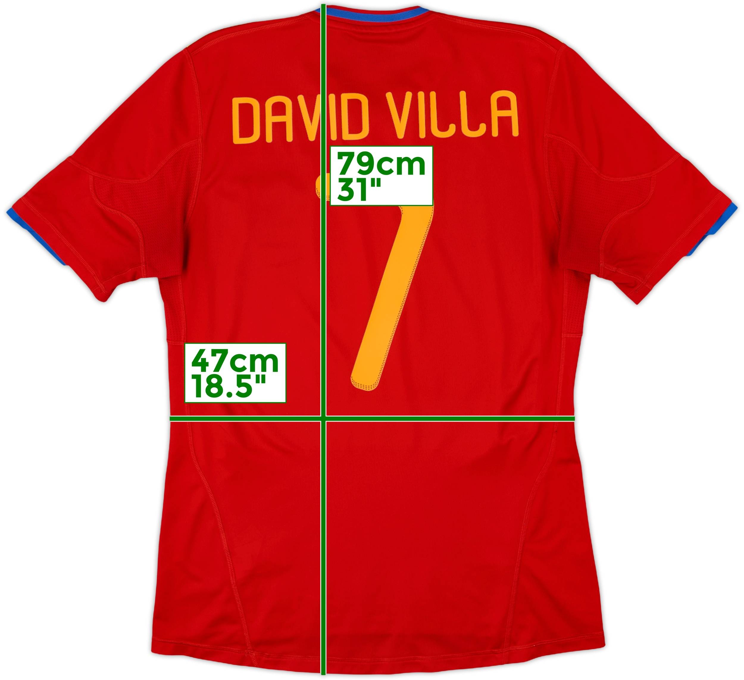2009-10 Spain Home Shirt David Villa #7 - 8/10 - (M)