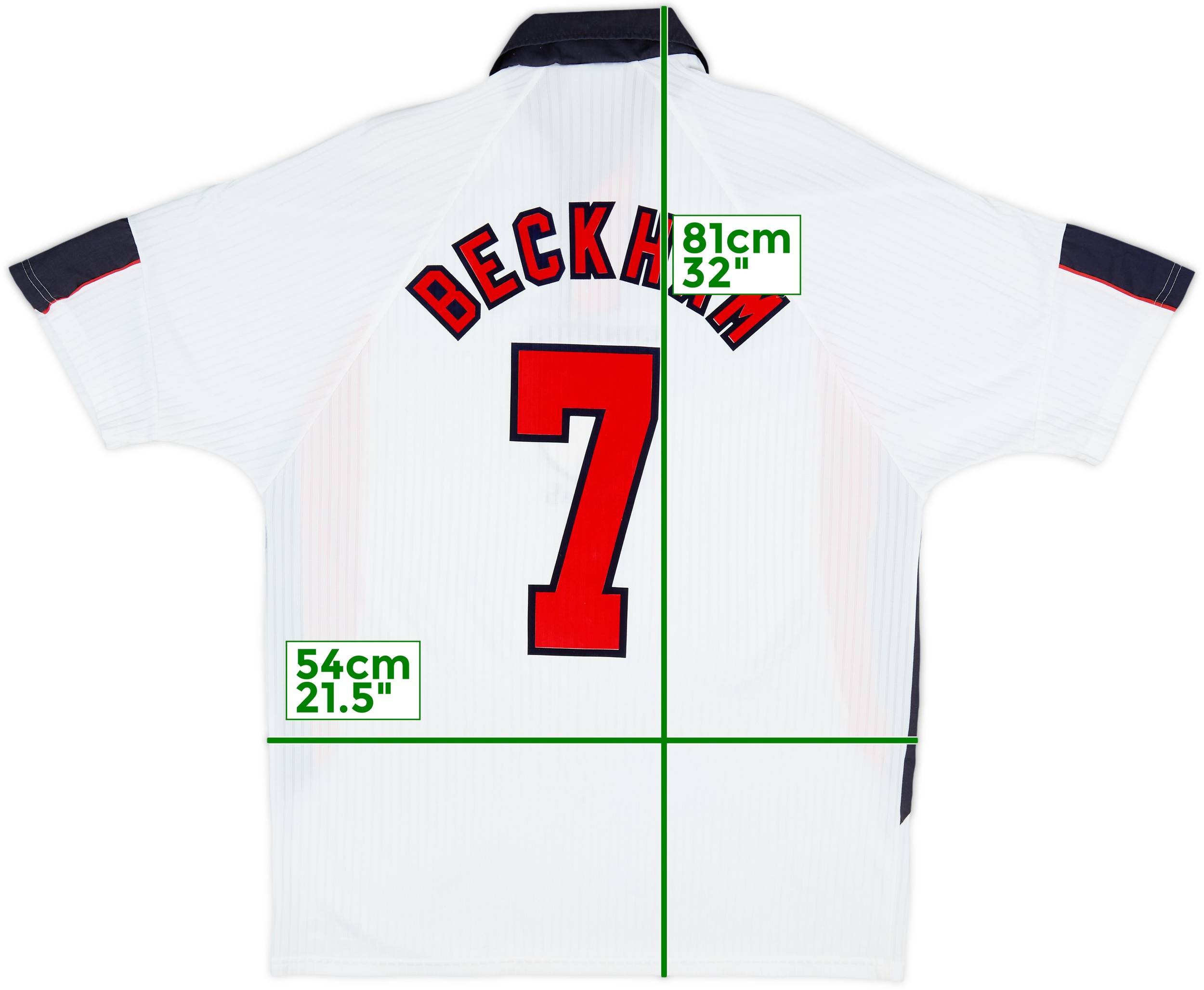 1997-99 England Home Shirt Beckham #7 - 7/10 - (XL)