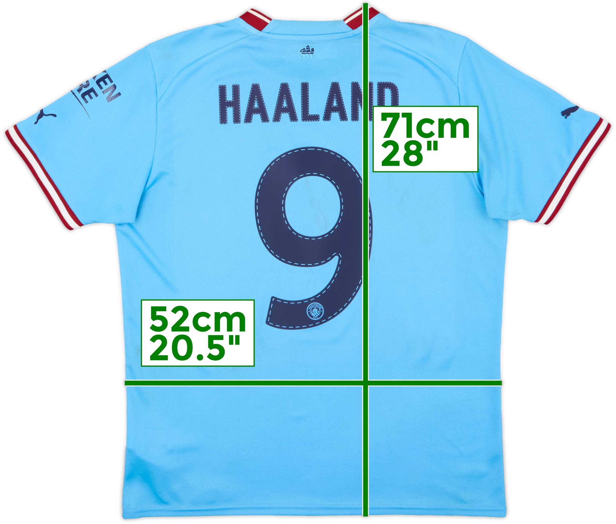 マンチェスター・シティ HAALAND 9 シャツ 22/23 2022-23 Manchester City Home Shirt Haaland #9 - 6/10 - (L)