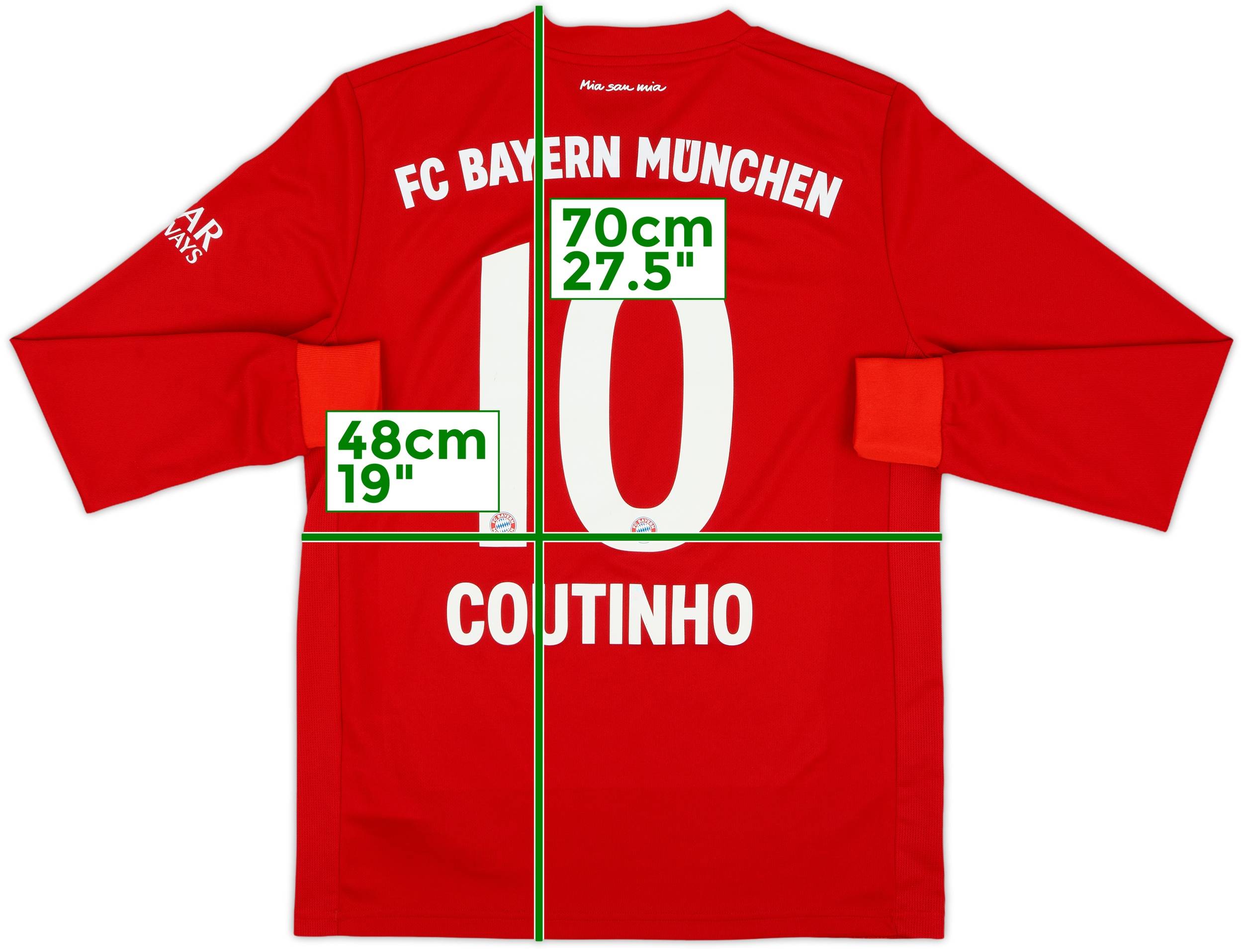 2019-20 Bayern Munich Home L/S Shirt Coutinho #10 - 8/10 - (XL.Boys)
